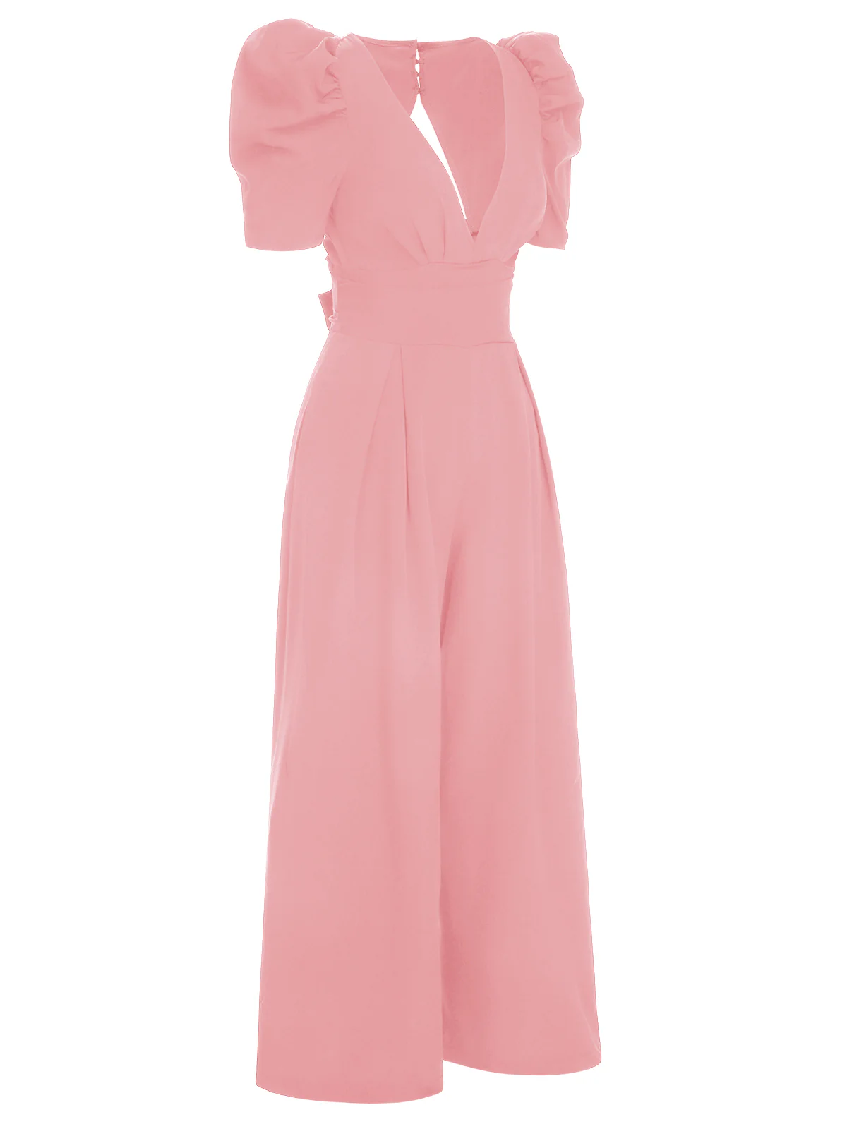 1930s Solid Deep V Puff Sleeves Jumpsuit - Image 10