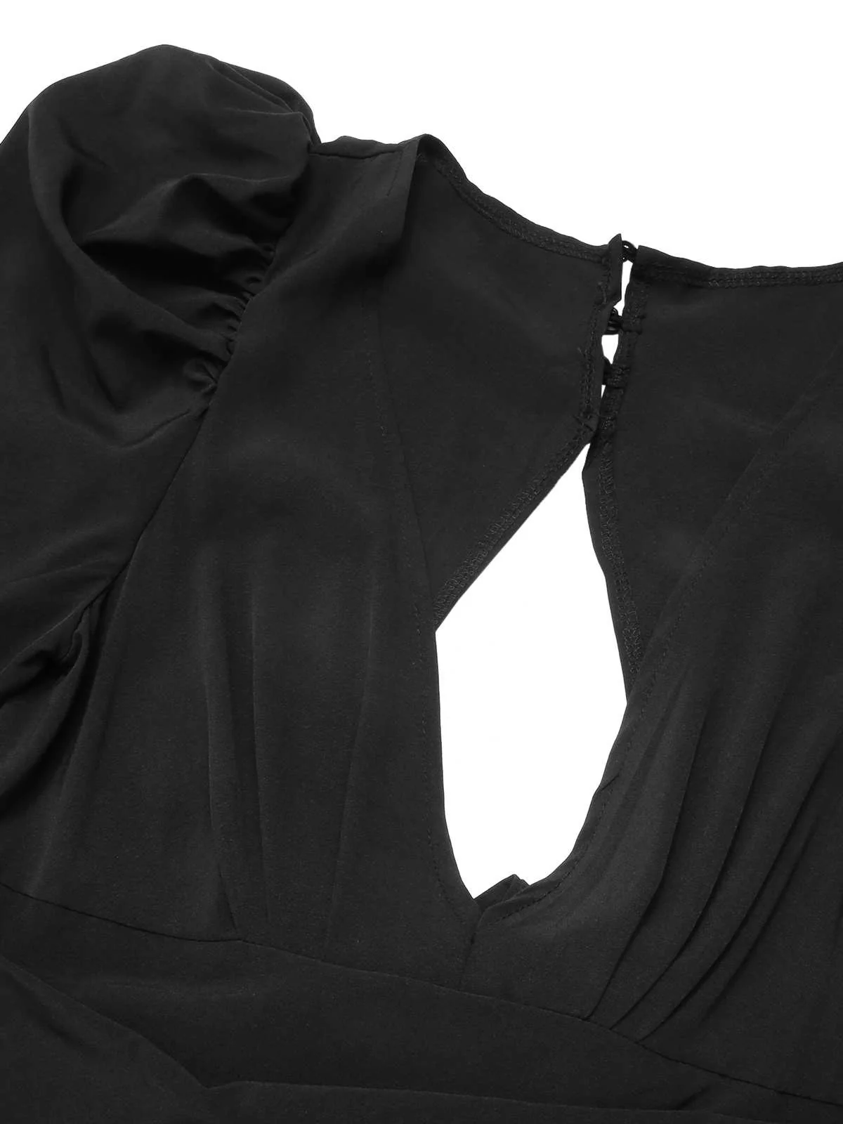 1930s Solid Deep V Puff Sleeves Jumpsuit - Image 5