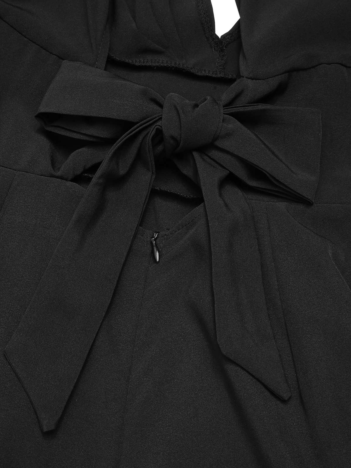 1930s Solid Deep V Puff Sleeves Jumpsuit - Image 6
