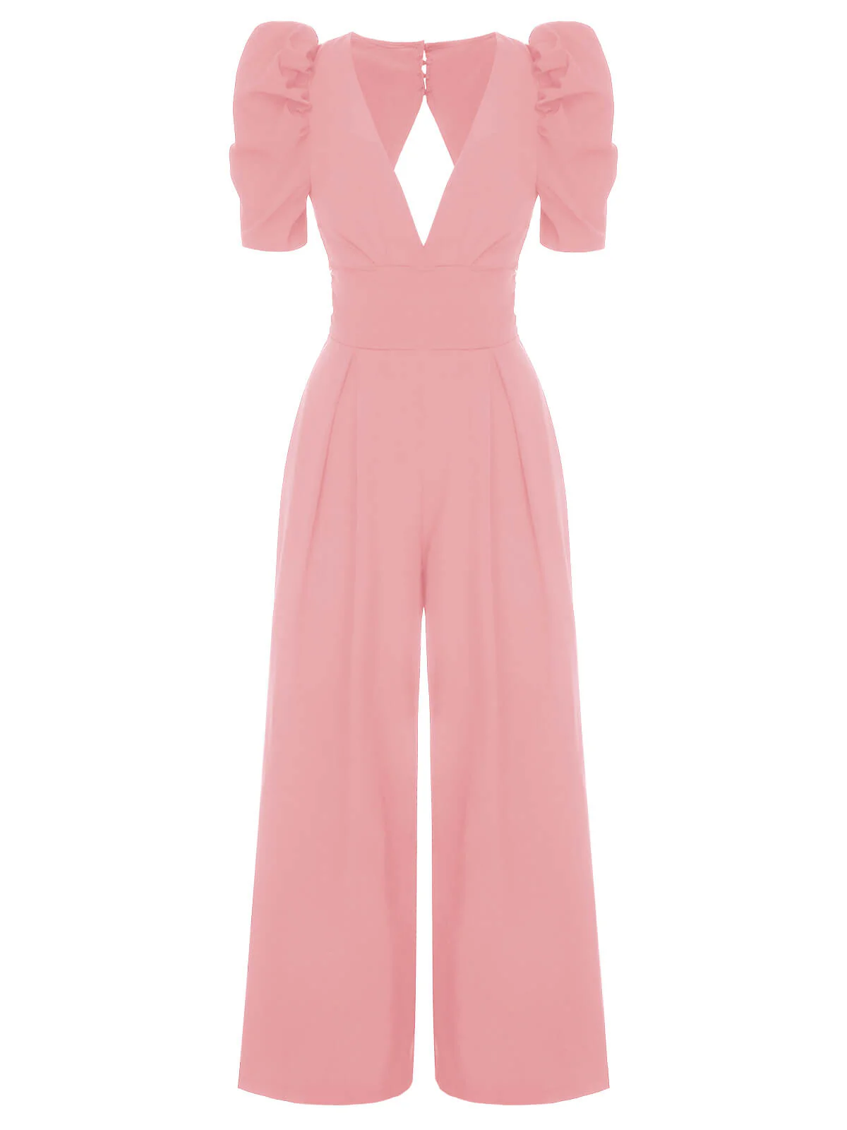 1930s Solid Deep V Puff Sleeves Jumpsuit - Image 9