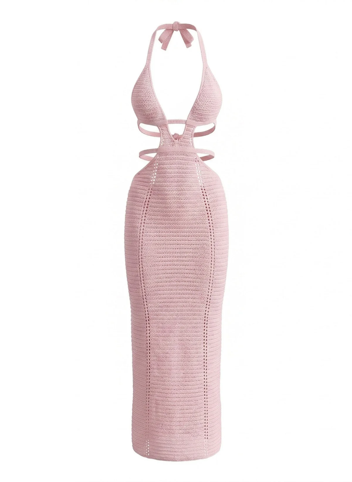 1930s Solid Halter Cutout Crocheting Cover-Up Dress - Image 2
