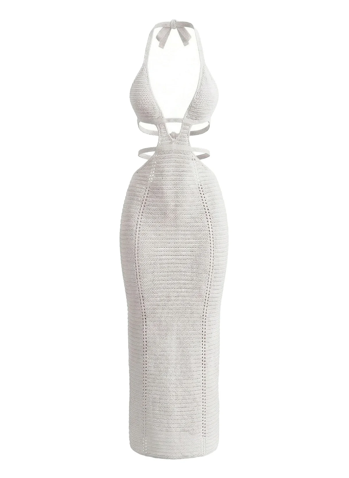 1930s Solid Halter Cutout Crocheting Cover-Up Dress - Image 9