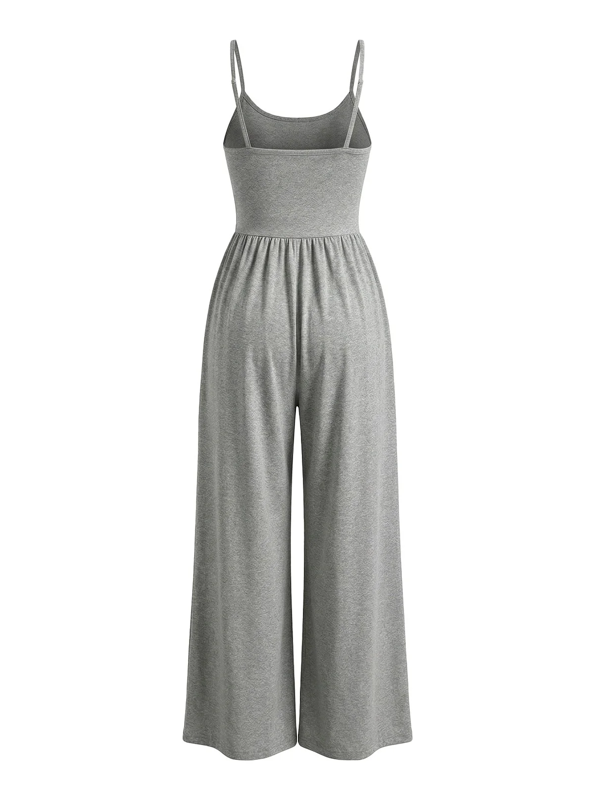 1930s Solid Knitted Spaghetti Straps Wide-Leg Jumpsuit - Image 2