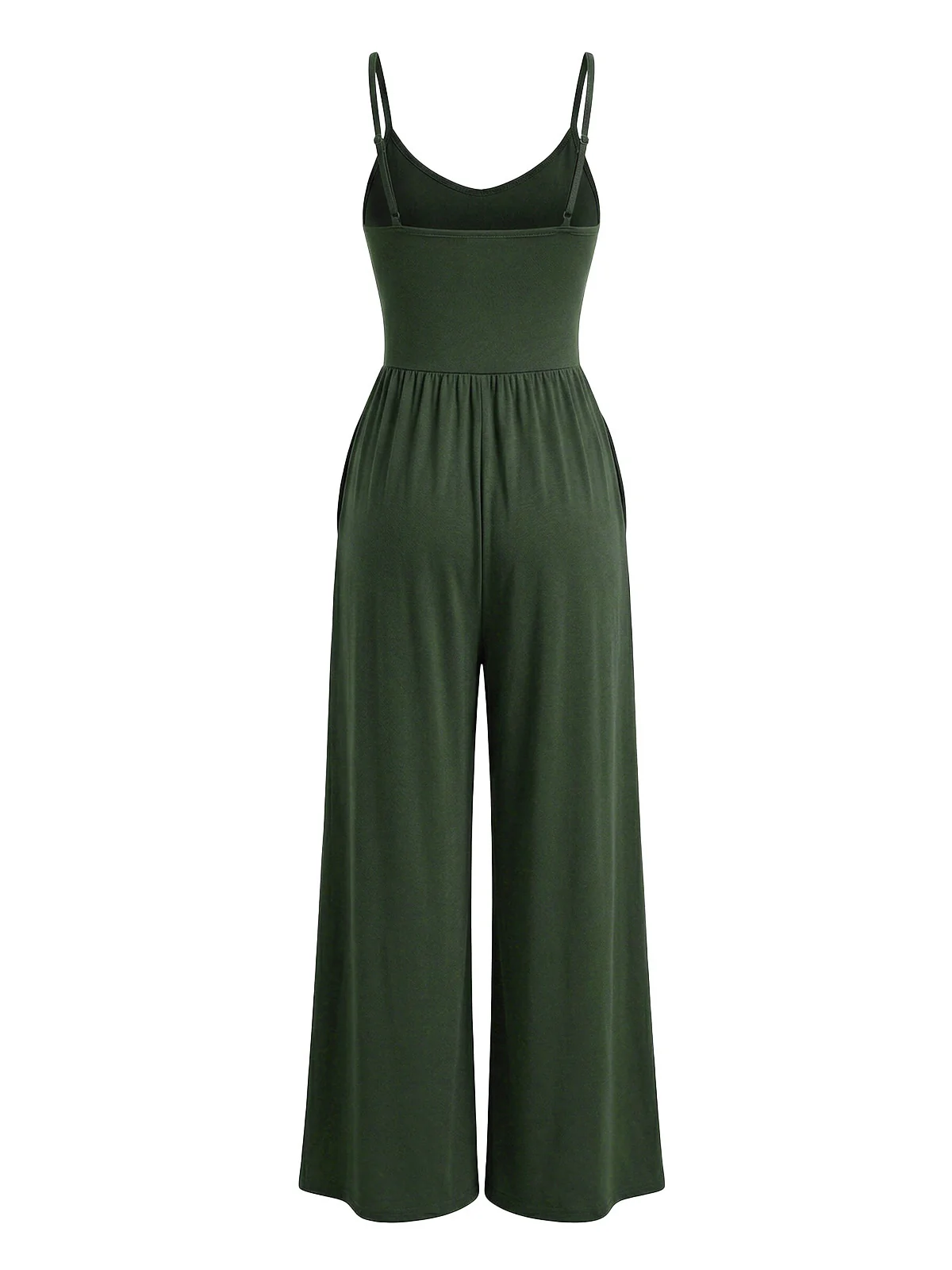 1930s Solid Knitted Spaghetti Straps Wide-Leg Jumpsuit - Image 6