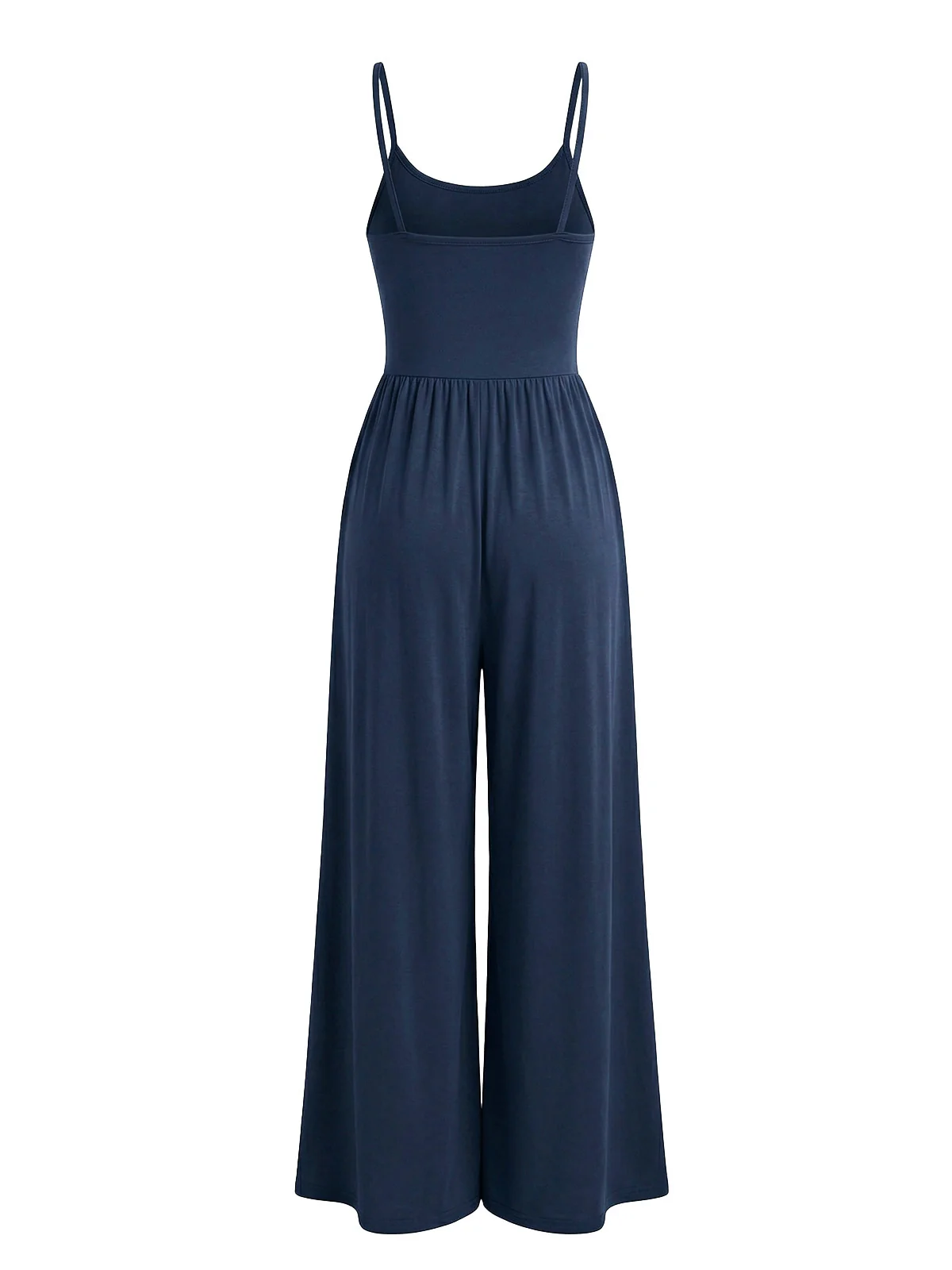 1930s Solid Knitted Spaghetti Straps Wide-Leg Jumpsuit - Image 8