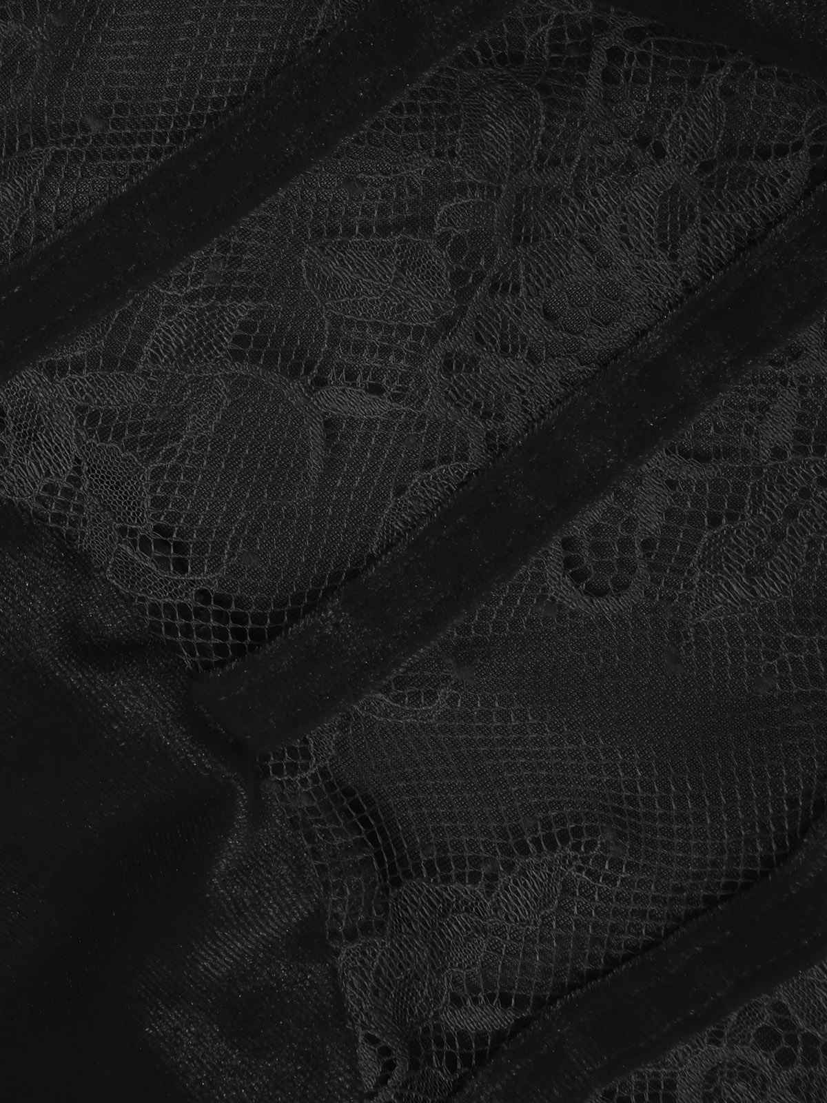 1930s Solid Lace Patchwork Velvet Fishtail Dress - Image 12