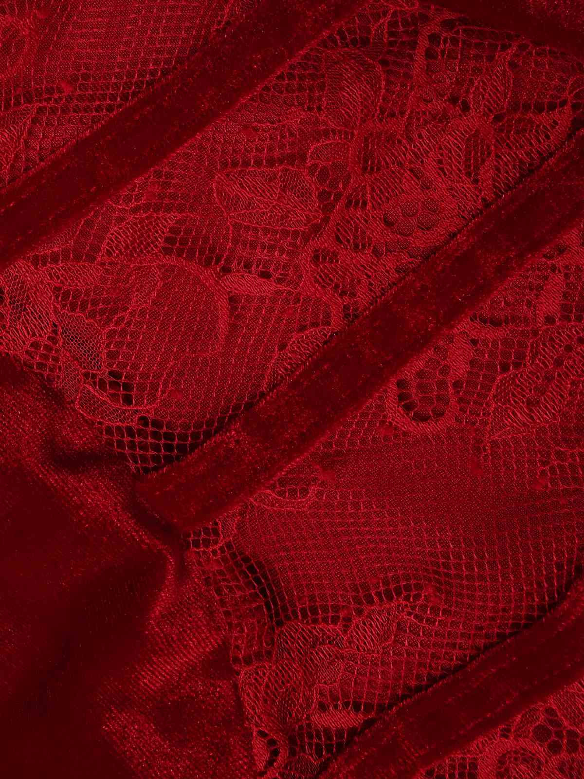 1930s Solid Lace Patchwork Velvet Fishtail Dress - Image 6