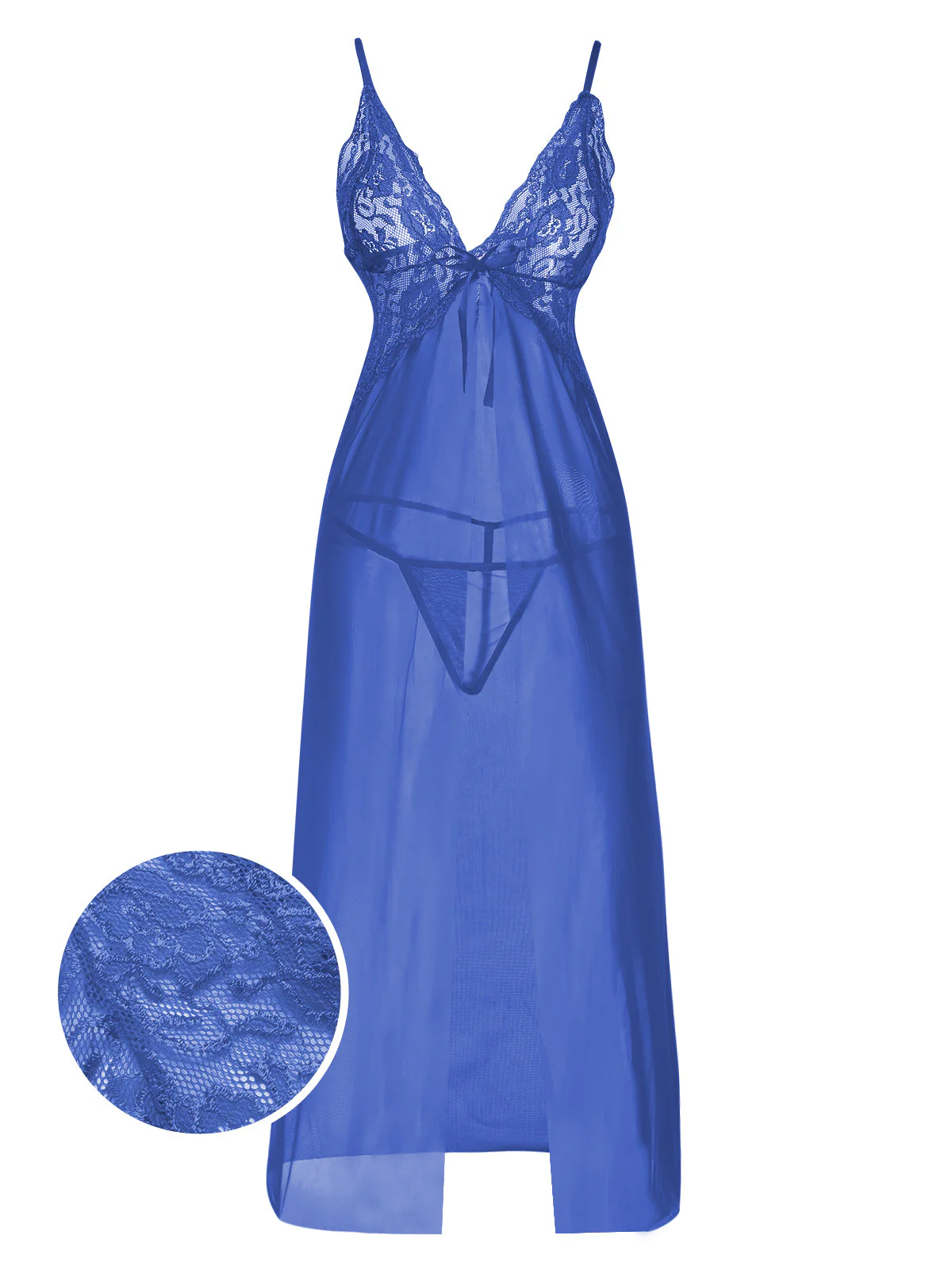 1930s Solid Lace Straps Long Nightdress - Image 3