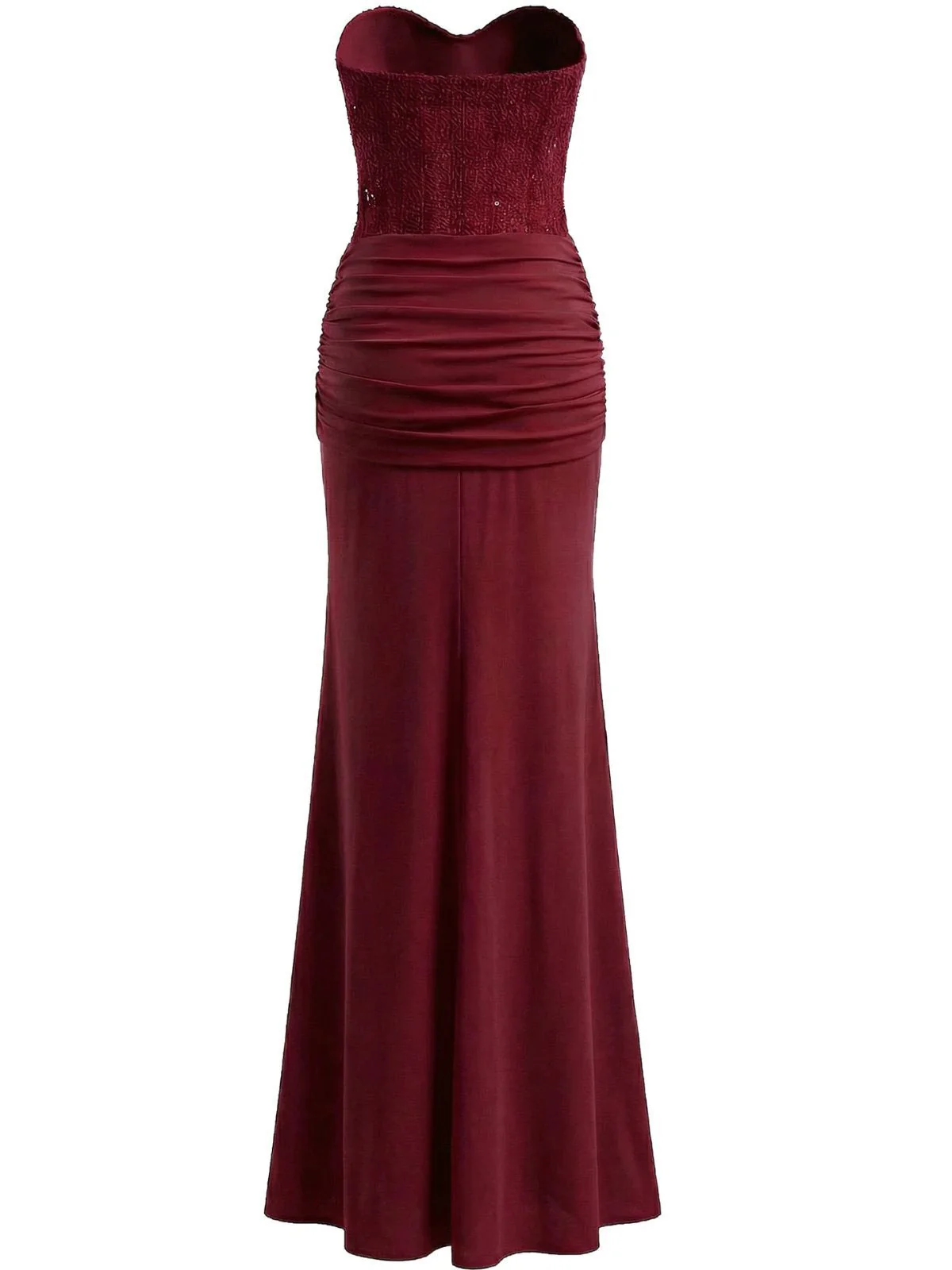 1930s Solid Lace-Up Strapless Maxi Dress - Image 9