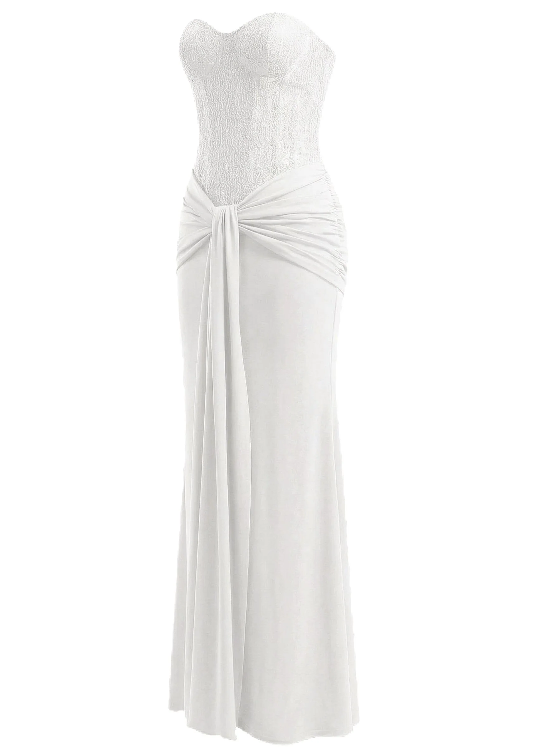 1930s Solid Lace-Up Strapless Maxi Dress - Image 3