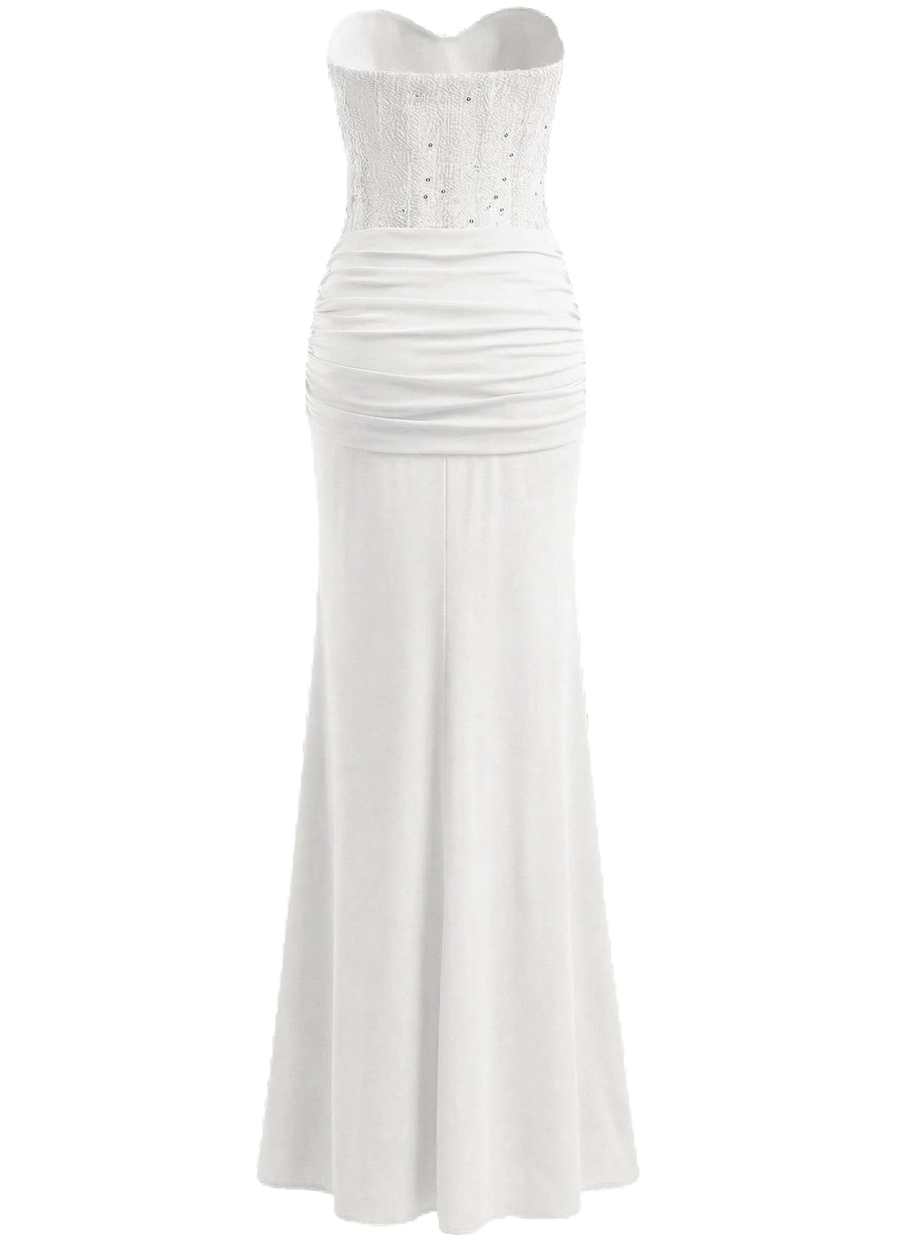 1930s Solid Lace-Up Strapless Maxi Dress - Image 4