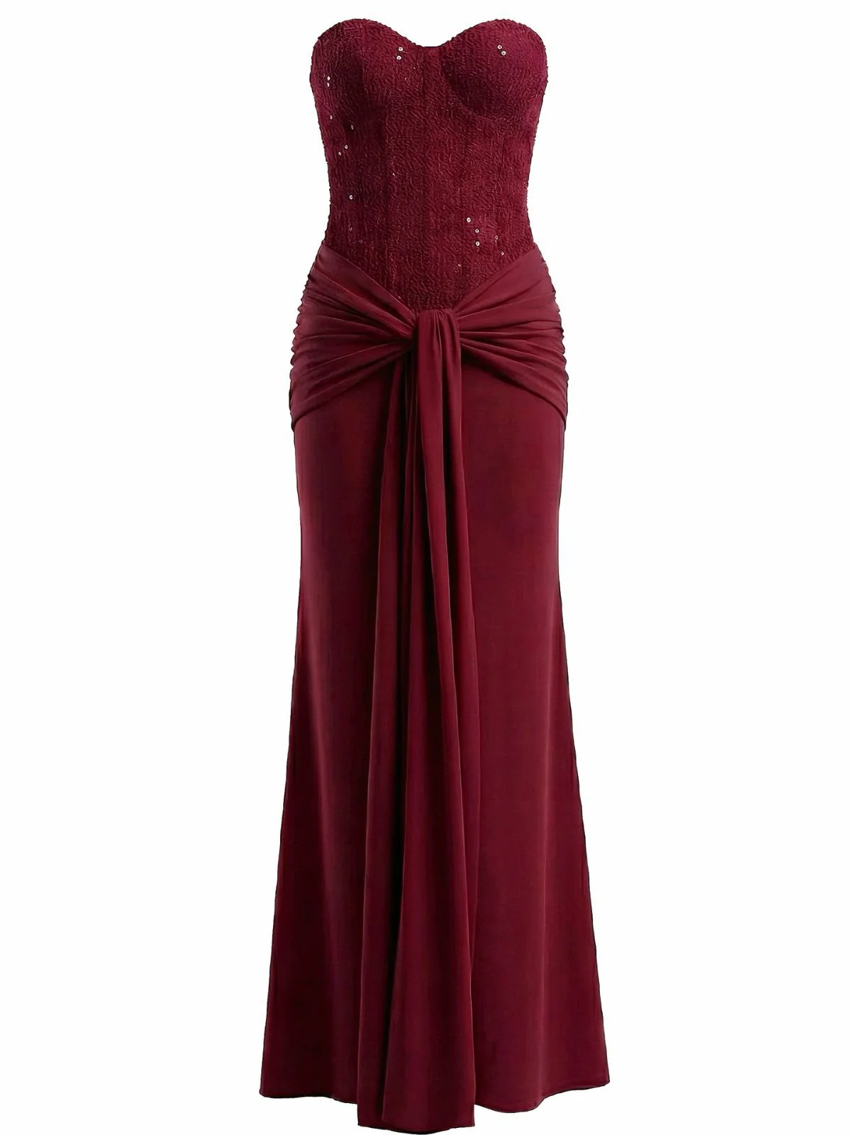 1930s Solid Lace-Up Strapless Maxi Dress - Image 7