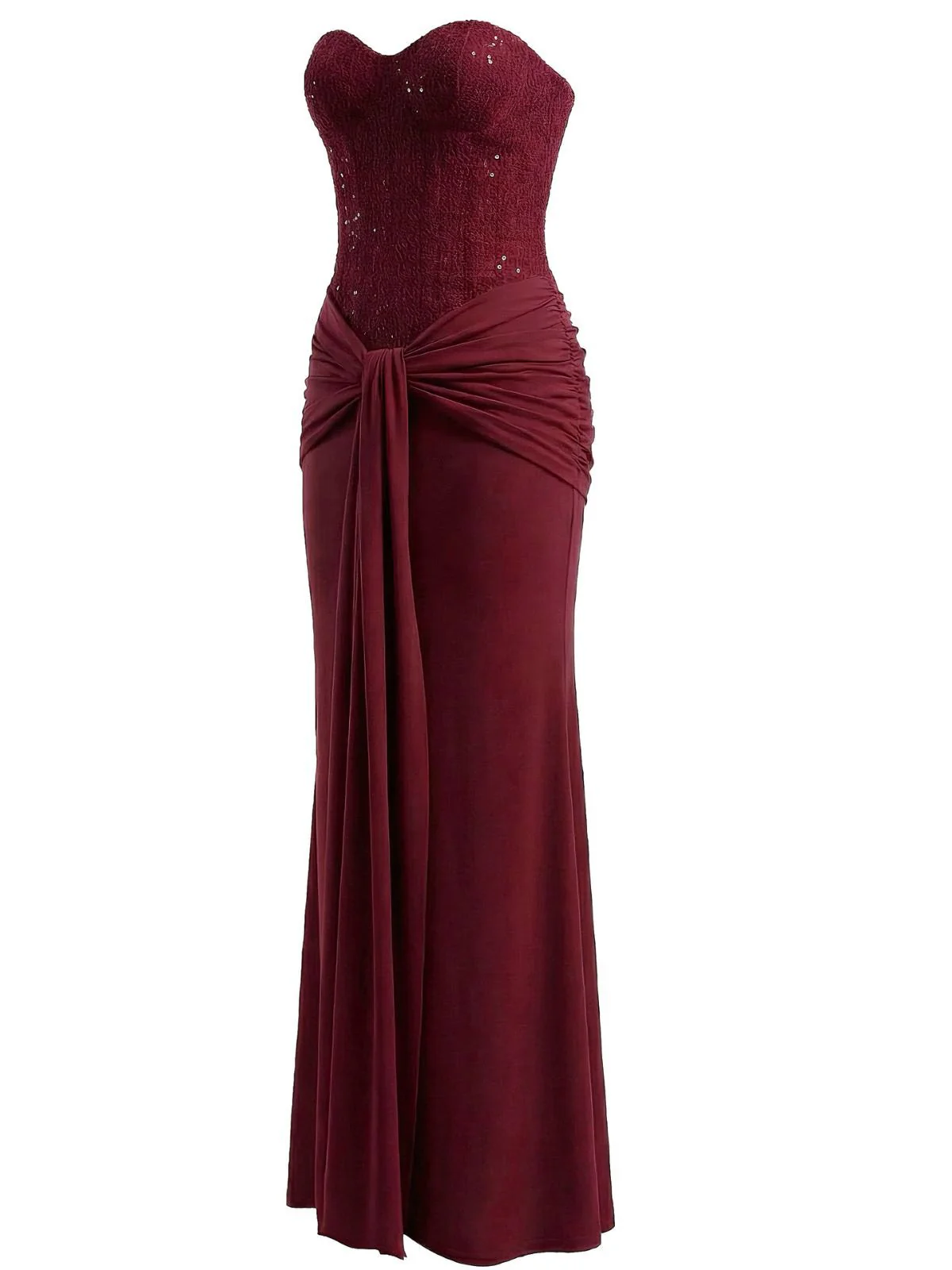1930s Solid Lace-Up Strapless Maxi Dress - Image 8