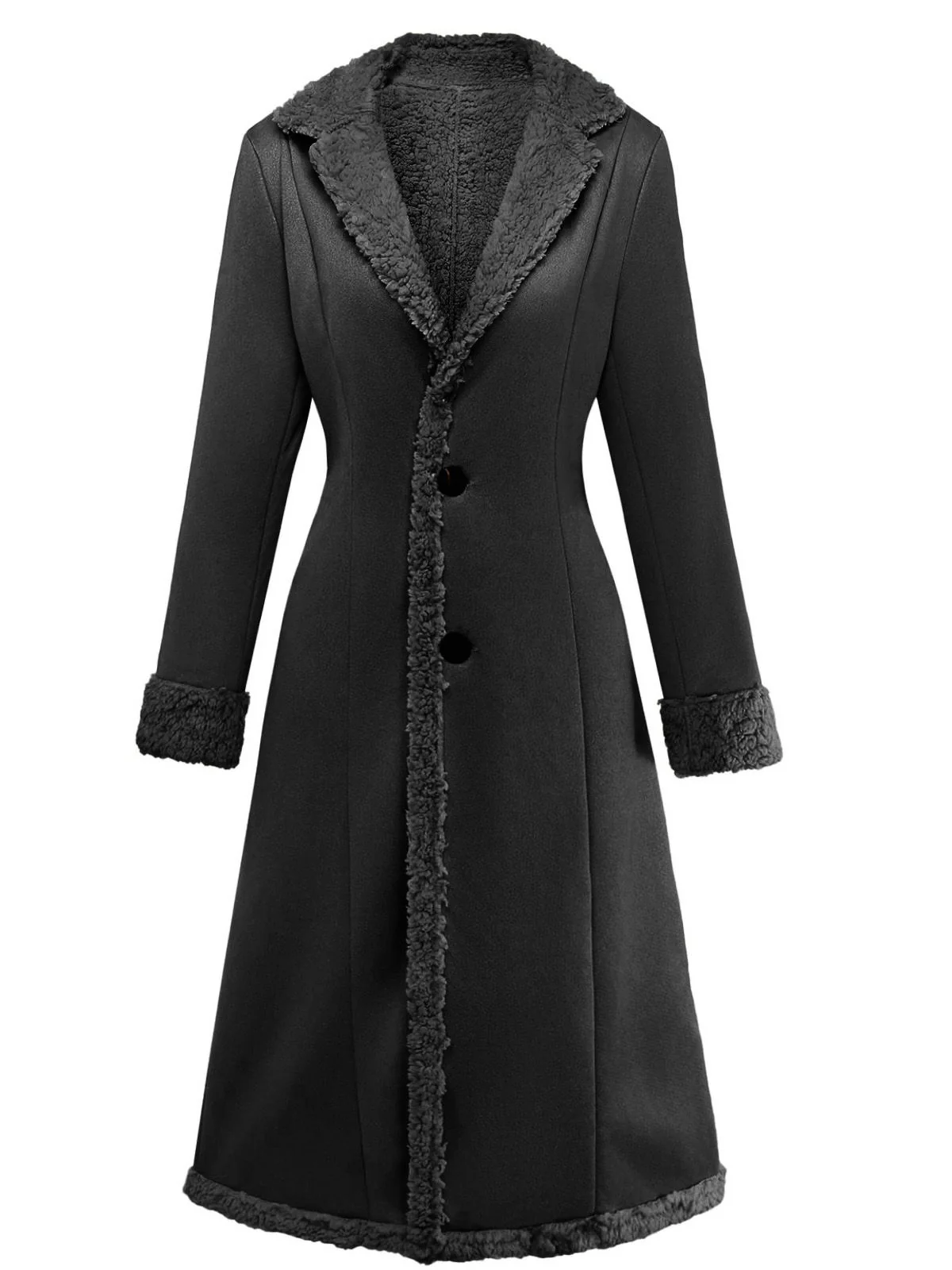 1930s Solid Lapel Button Suedette Mid-Length Coat - Image 4