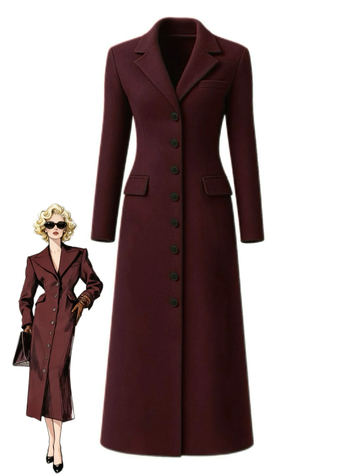 1930s Solid Lapel Button Wool Coat - Image 10