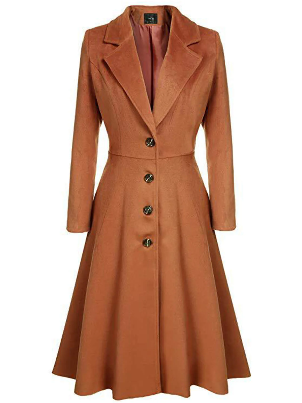 1930s Solid Lapel Long Sleeve Coat - Image 5