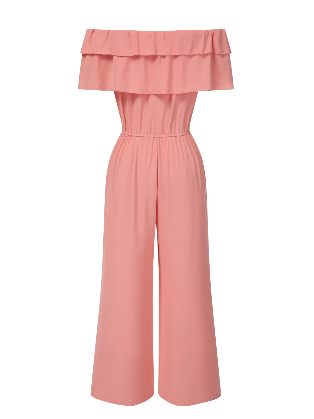 1930s Solid Layered Ruffle Off-Shoulder Jumpsuit - Image 2