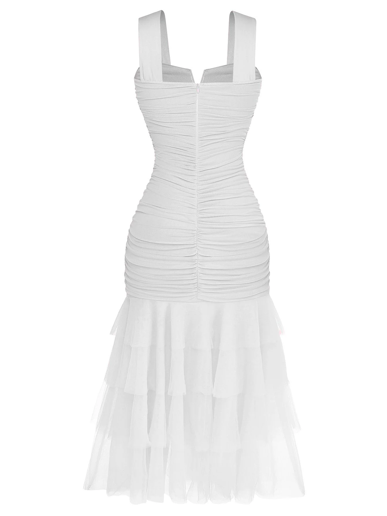 1930s Solid Mesh Patchwork Ruched Bodycon Dress - Image 11