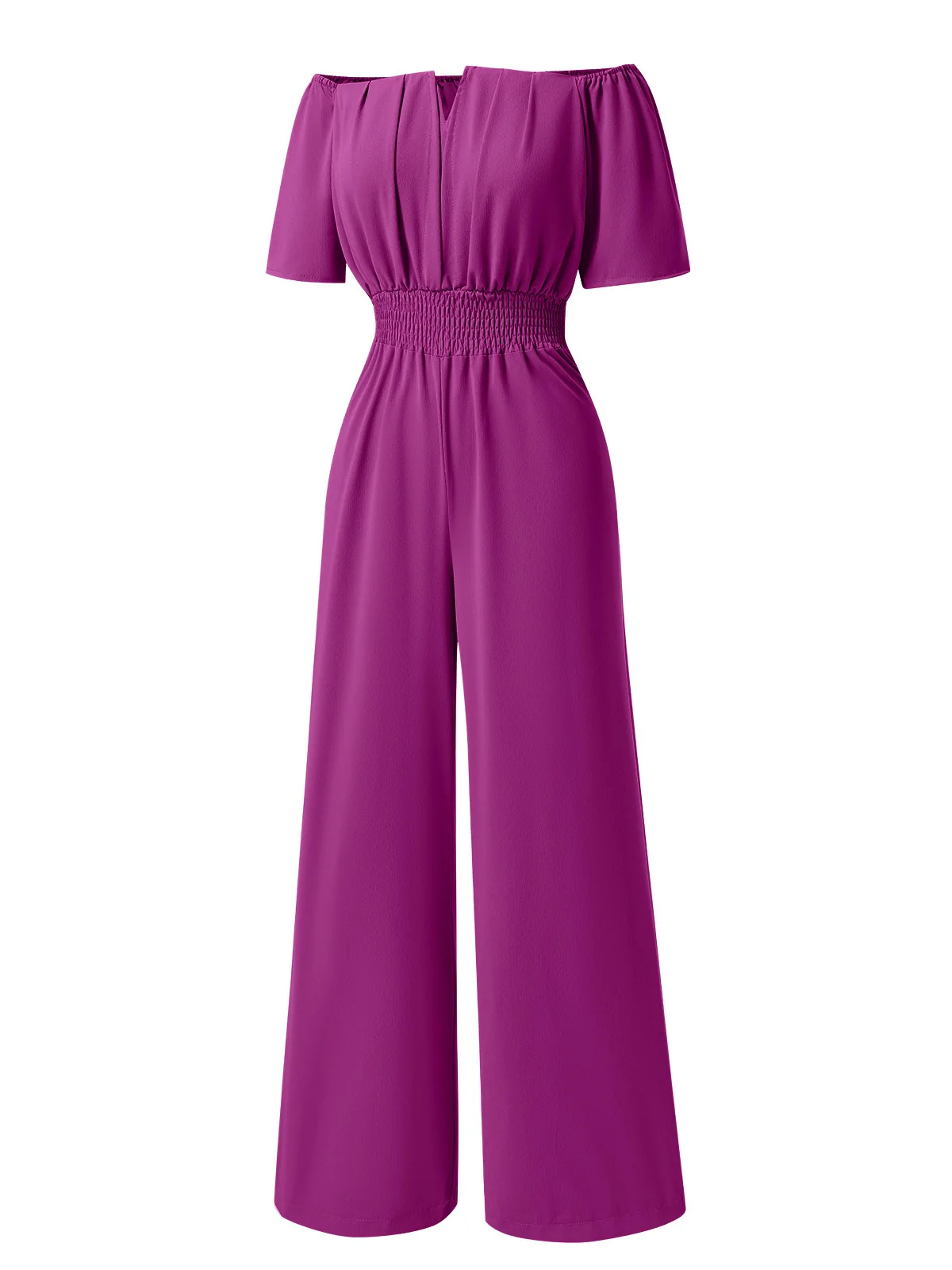 1930s Solid Off-Shoulder Waist Loose Straight Jumpsuit - Image 10