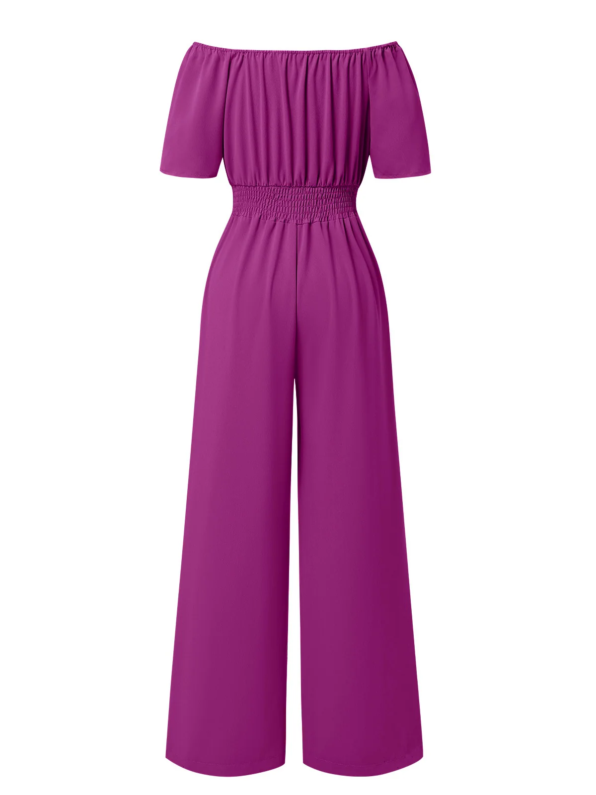 1930s Solid Off-Shoulder Waist Loose Straight Jumpsuit - Image 11