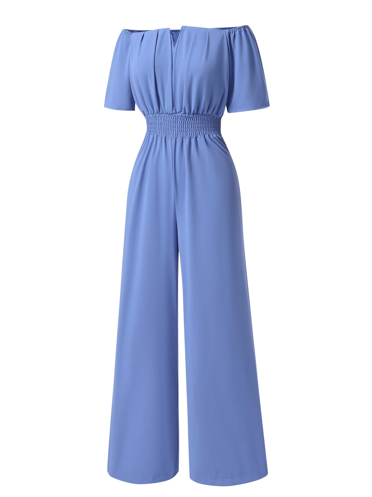 1930s Solid Off-Shoulder Waist Loose Straight Jumpsuit - Image 2