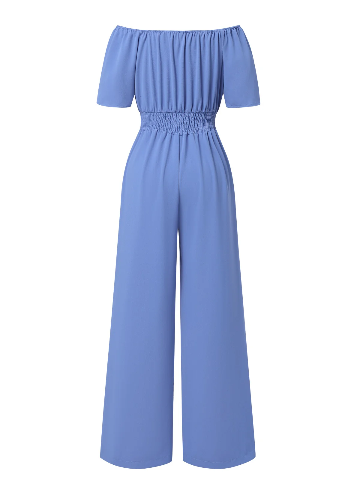 1930s Solid Off-Shoulder Waist Loose Straight Jumpsuit - Image 3