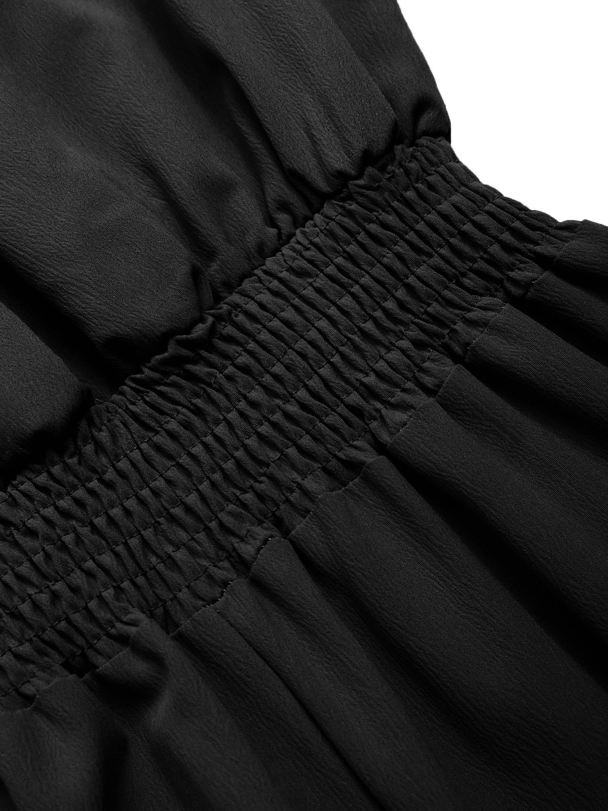 1930s Solid Off-Shoulder Waist Loose Straight Jumpsuit - Image 8