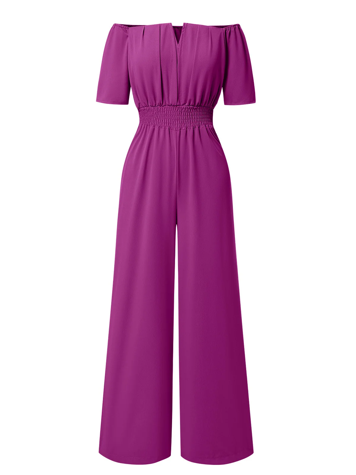 1930s Solid Off-Shoulder Waist Loose Straight Jumpsuit - Image 9
