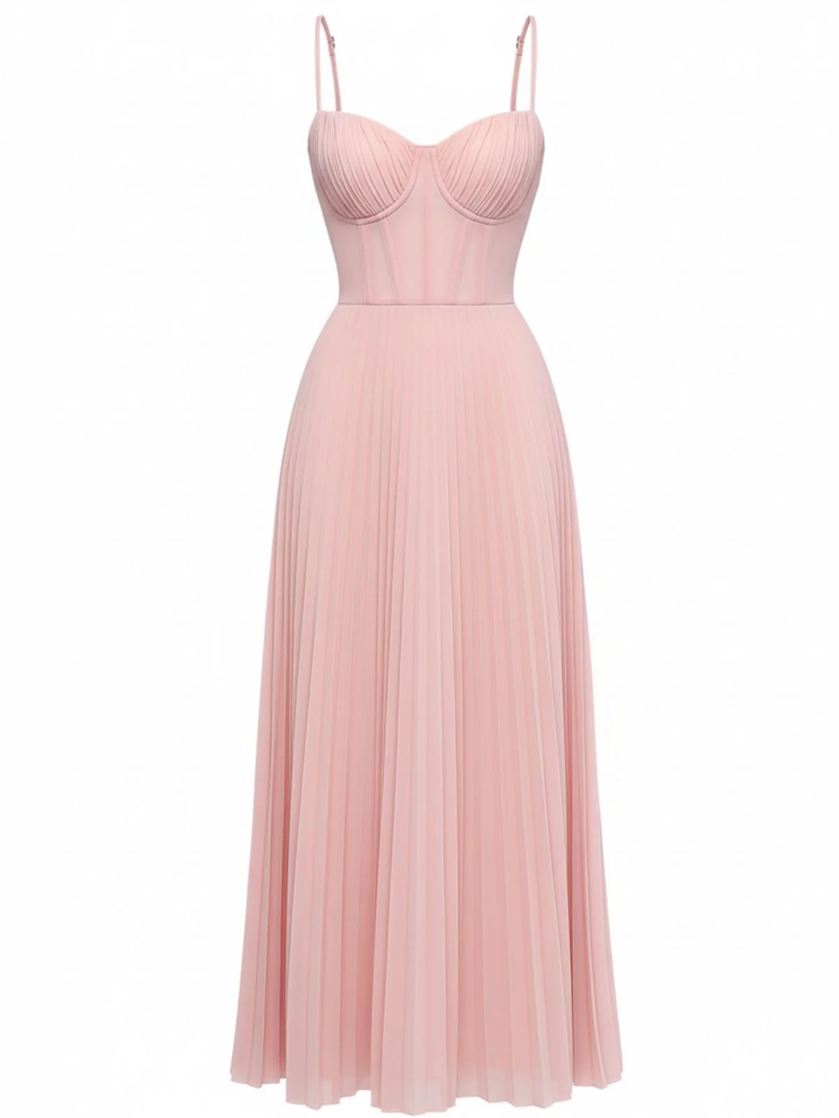 1930s Solid Pleated Strappy Evening Dress - Image 3