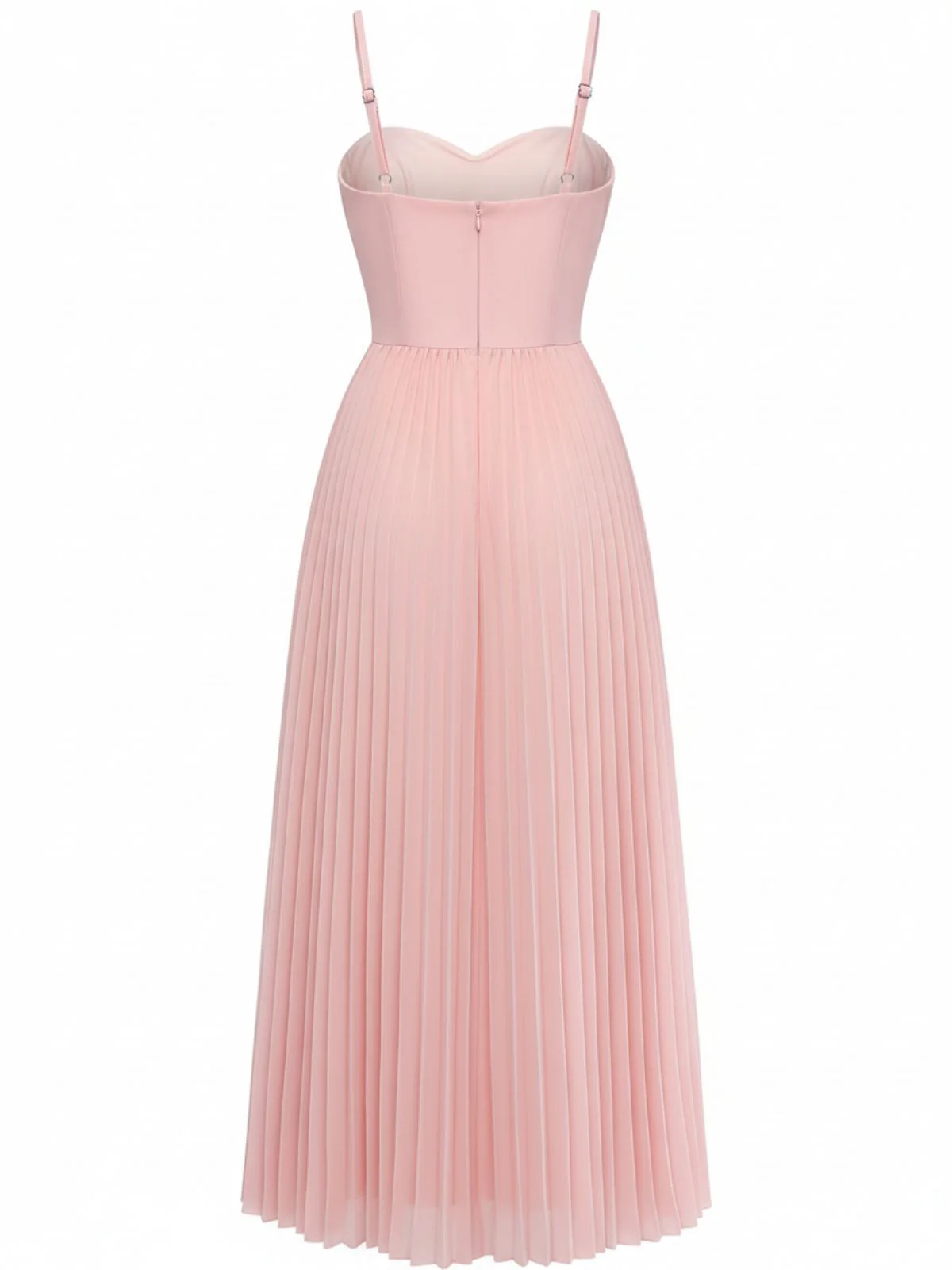 1930s Solid Pleated Strappy Evening Dress - Image 4