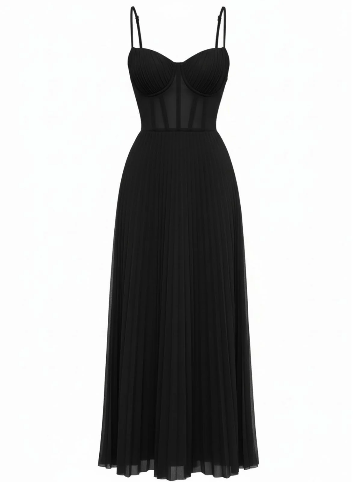 1930s Solid Pleated Strappy Evening Dress - Image 8