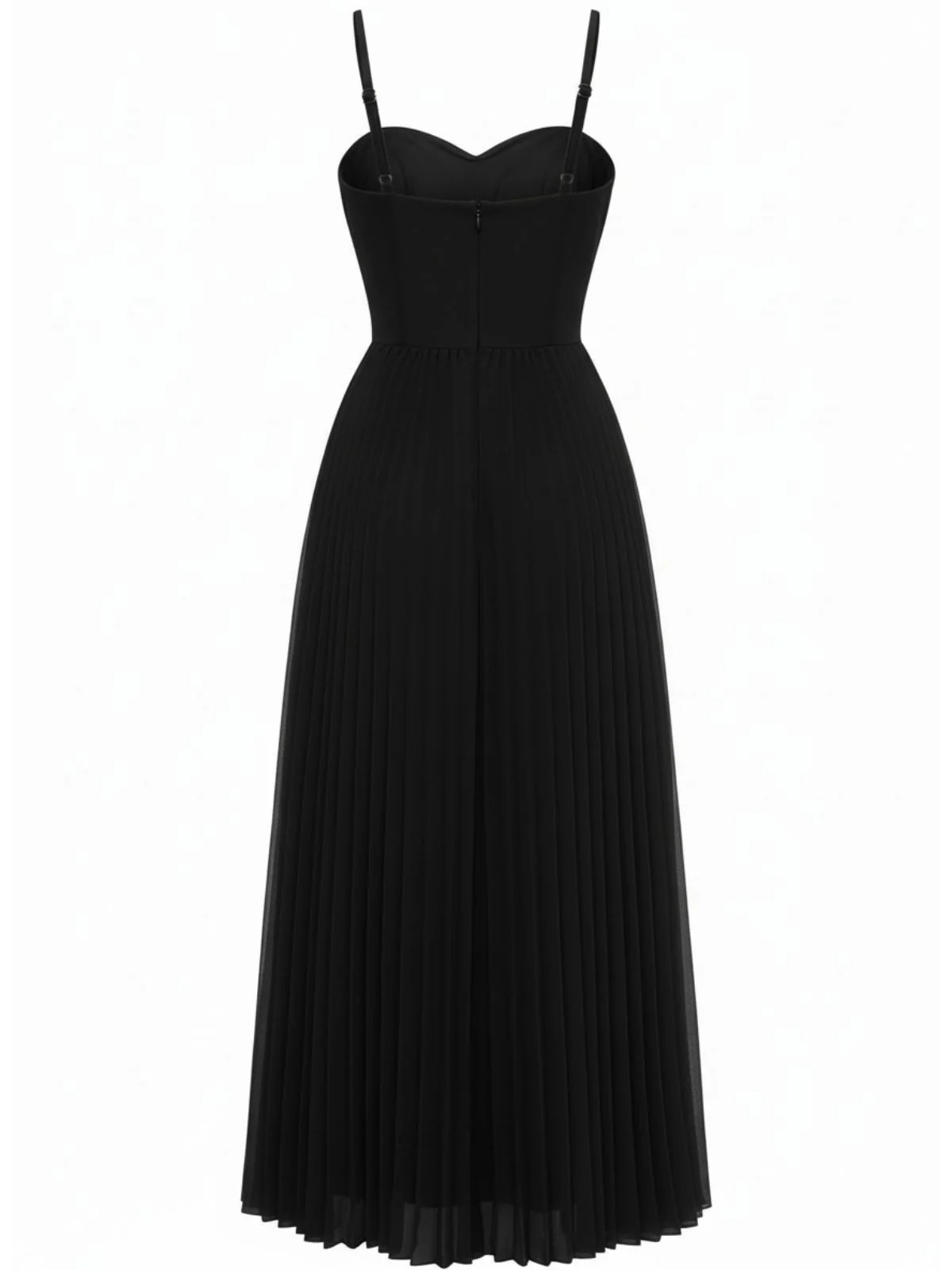 1930s Solid Pleated Strappy Evening Dress - Image 9