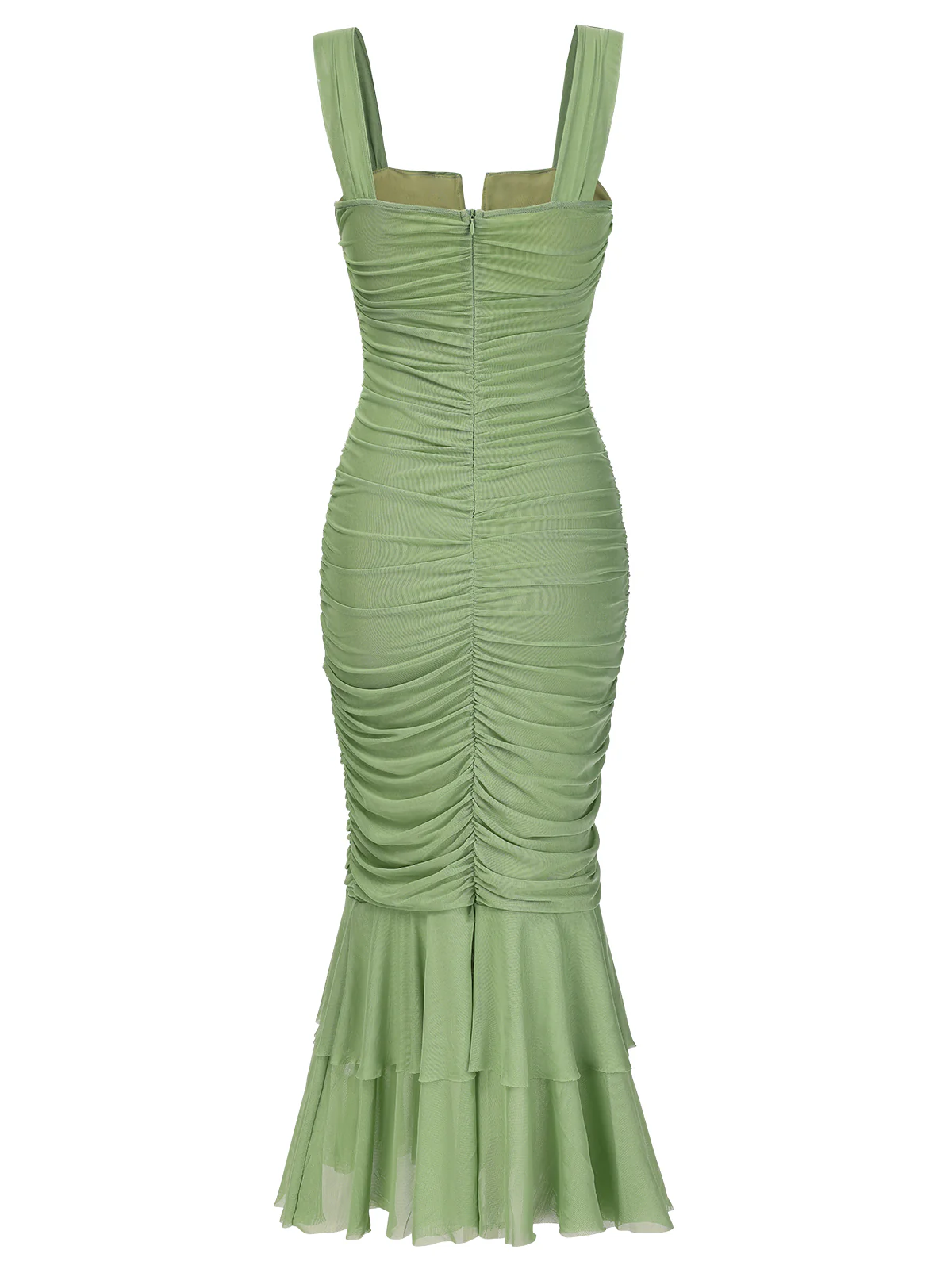 1930s Solid Pleated Wide Strap Fishtail Dress - Image 2