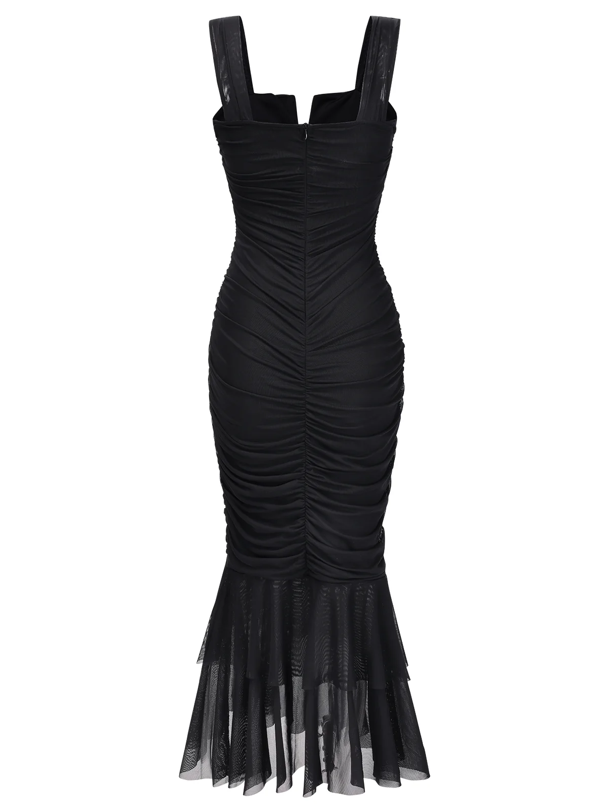 1930s Solid Pleated Wide Strap Fishtail Dress - Image 6