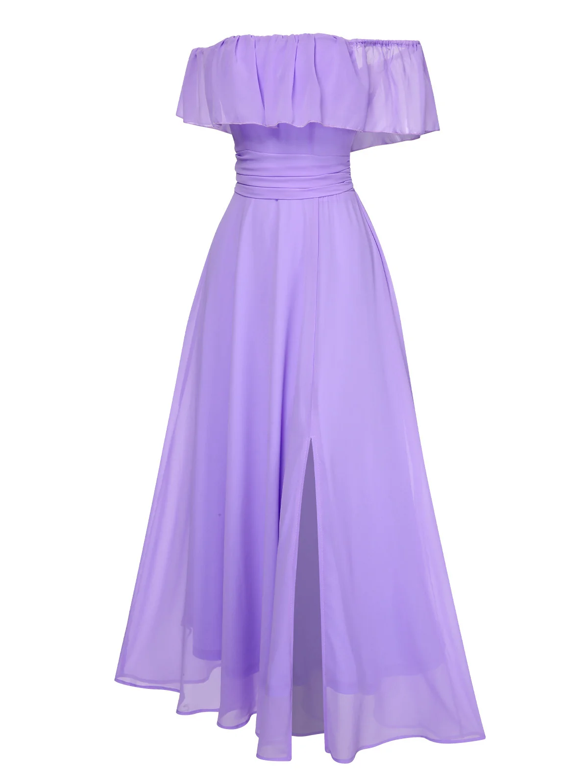 1930s Solid Roll Collar Off Shoulder Slit Dress - Image 14