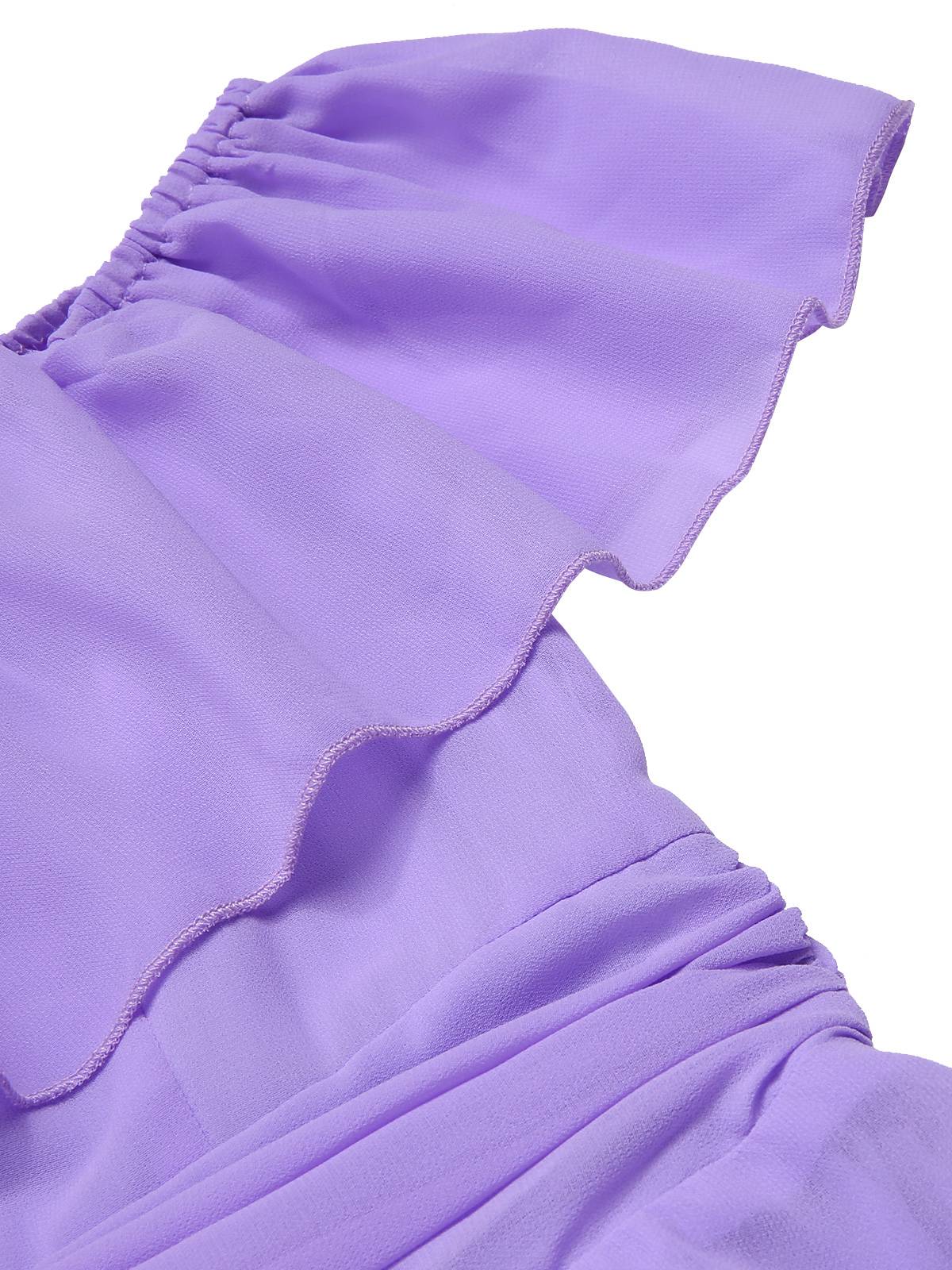 1930s Solid Roll Collar Off Shoulder Slit Dress - Image 16