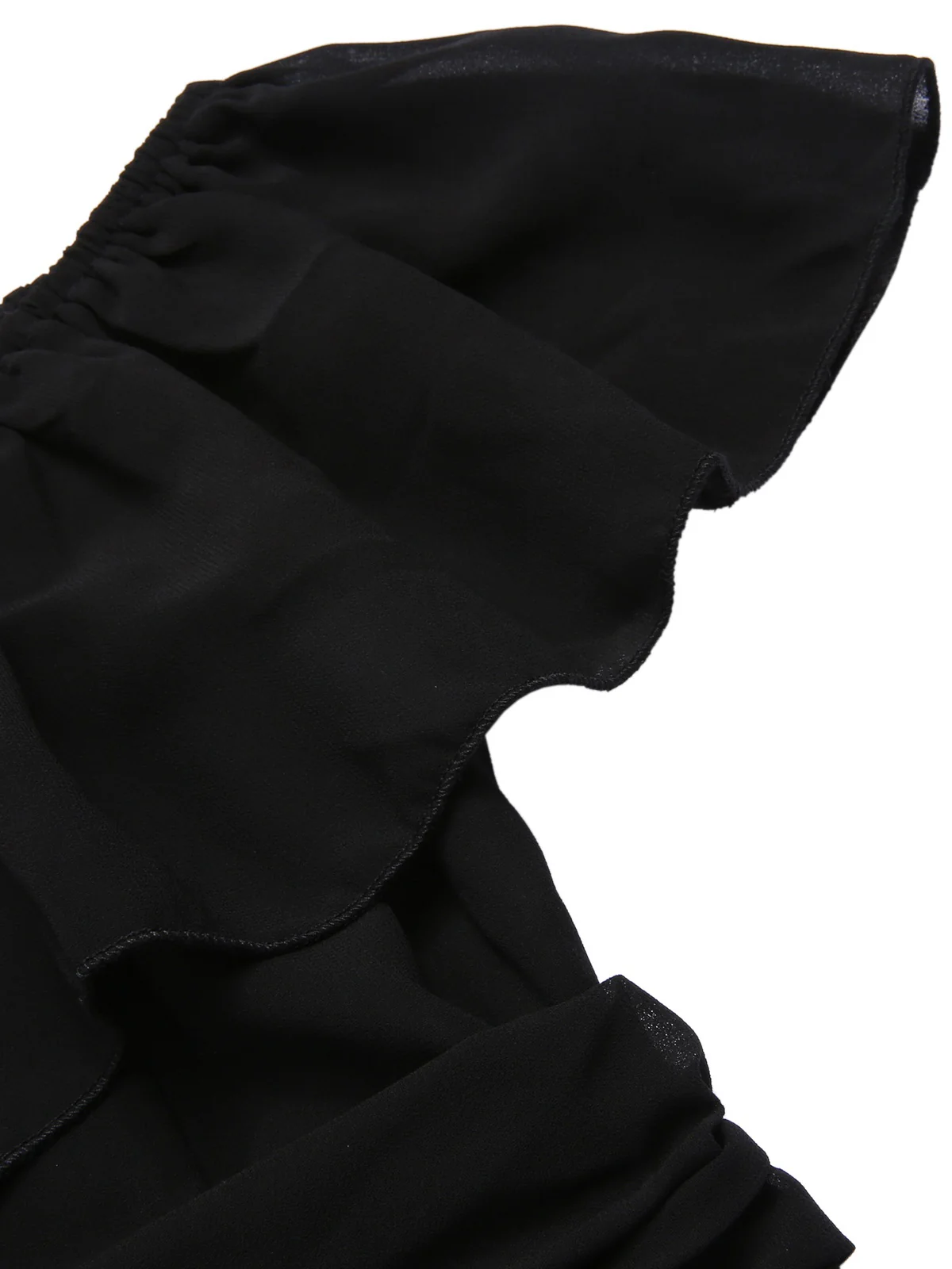 1930s Solid Roll Collar Off Shoulder Slit Dress - Image 7