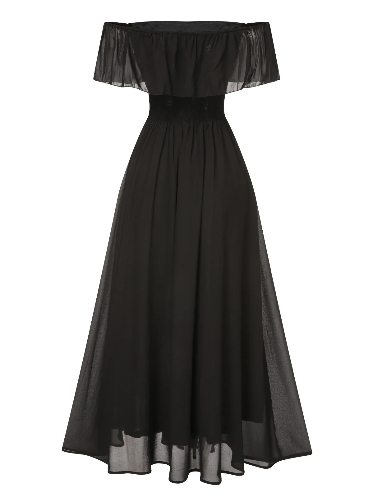 1930s Solid Roll Collar Off Shoulder Slit Dress - Image 9