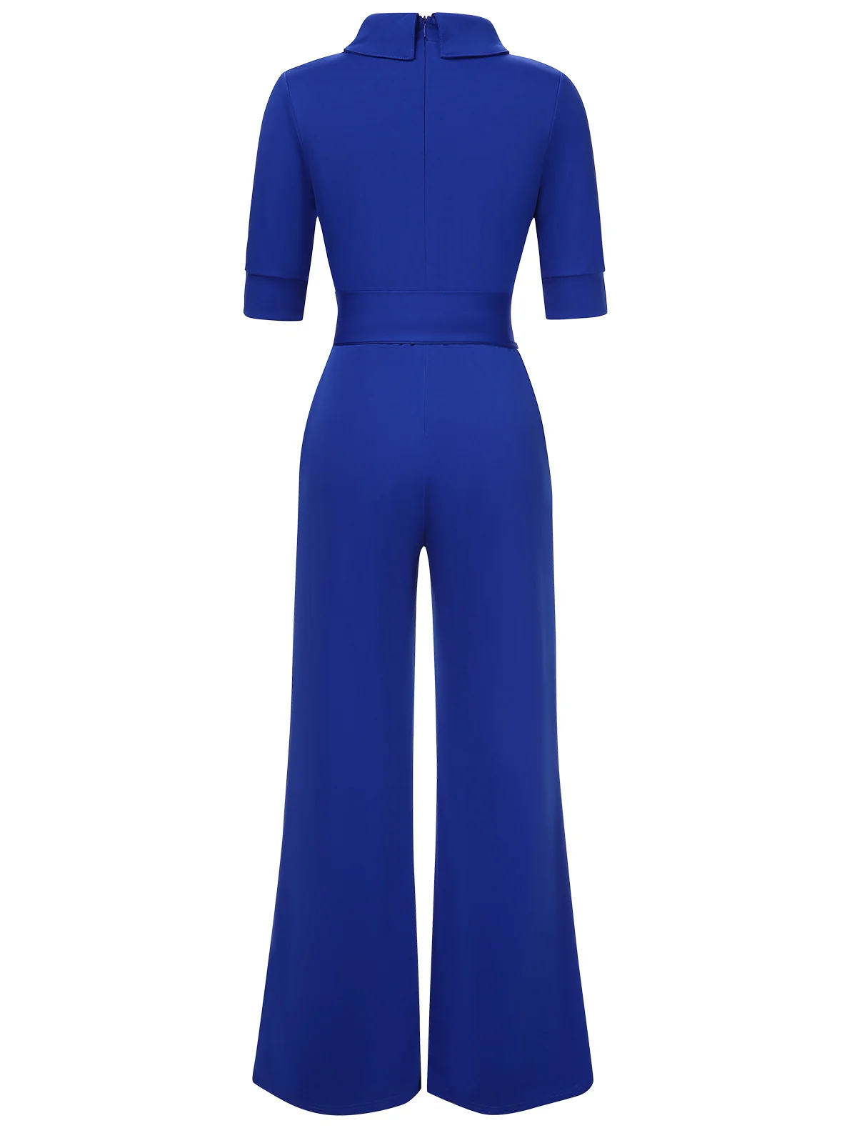 1930s Solid Rolled Collar Belted Jumpsuit - Image 11