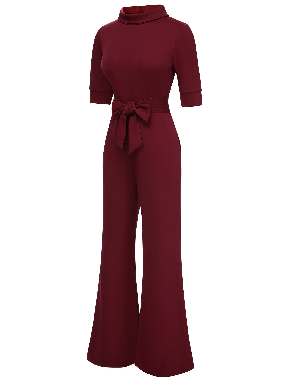 1930s Solid Rolled Collar Belted Jumpsuit - Image 2