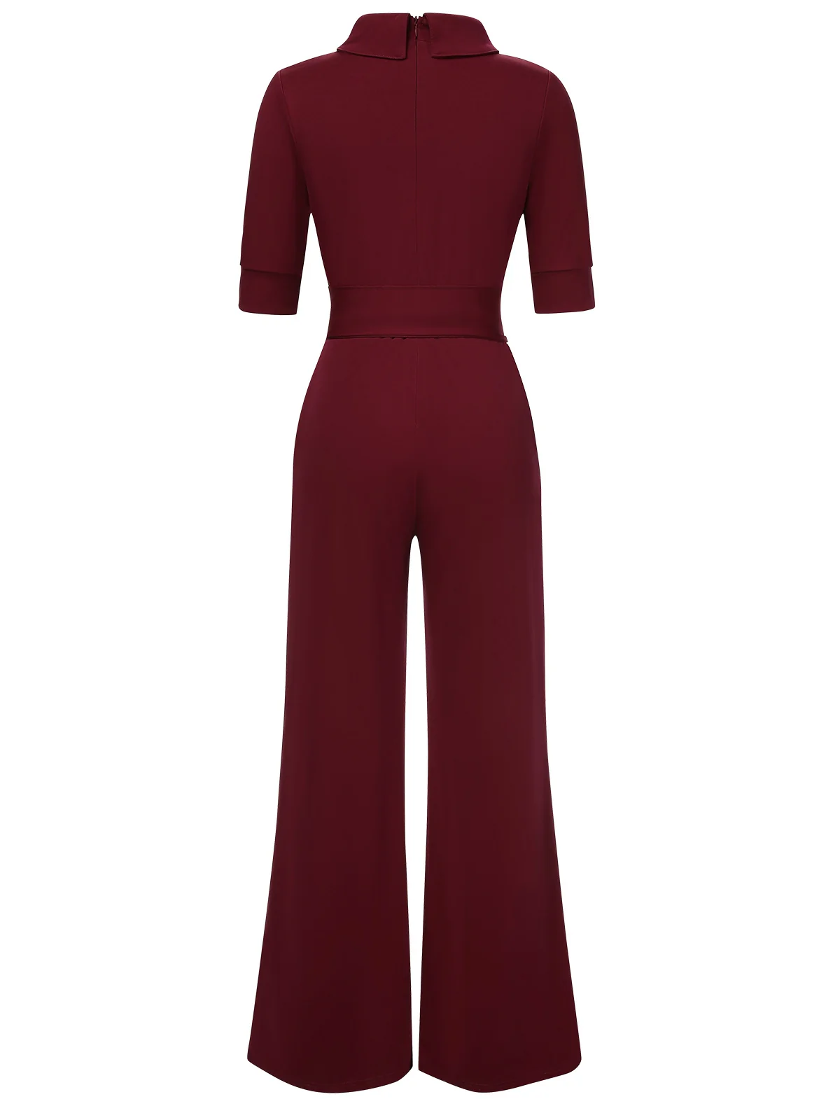 1930s Solid Rolled Collar Belted Jumpsuit - Image 3