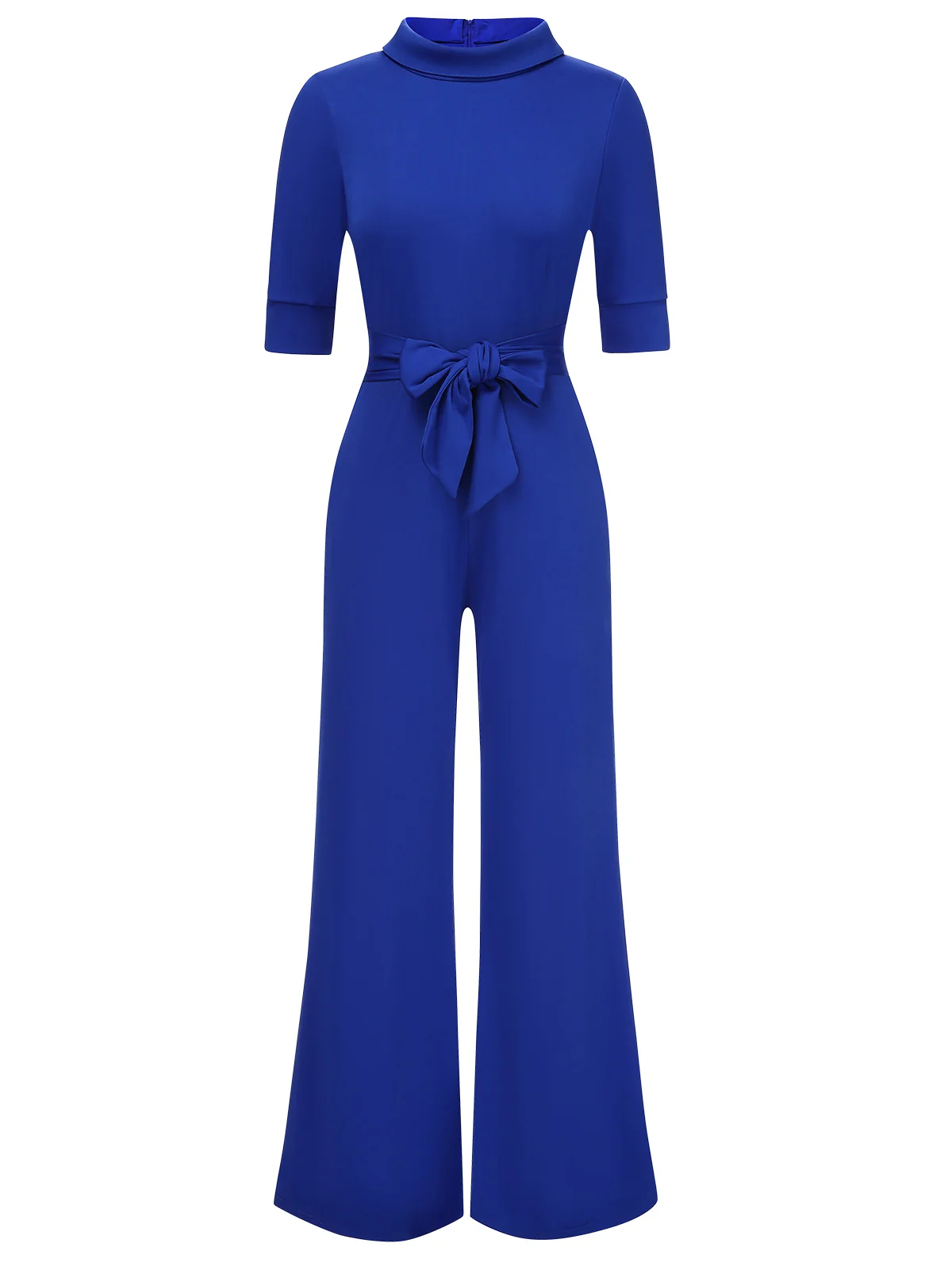 1930s Solid Rolled Collar Belted Jumpsuit - Image 9