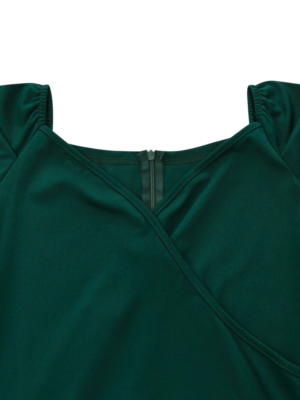 1930s Solid Ruched V-Neck Belted Jumpsuit - Image 6