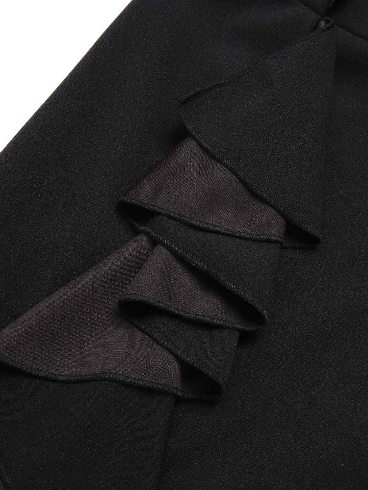 1930s Solid Ruffle One-Shoulder Slit Dress - Image 14
