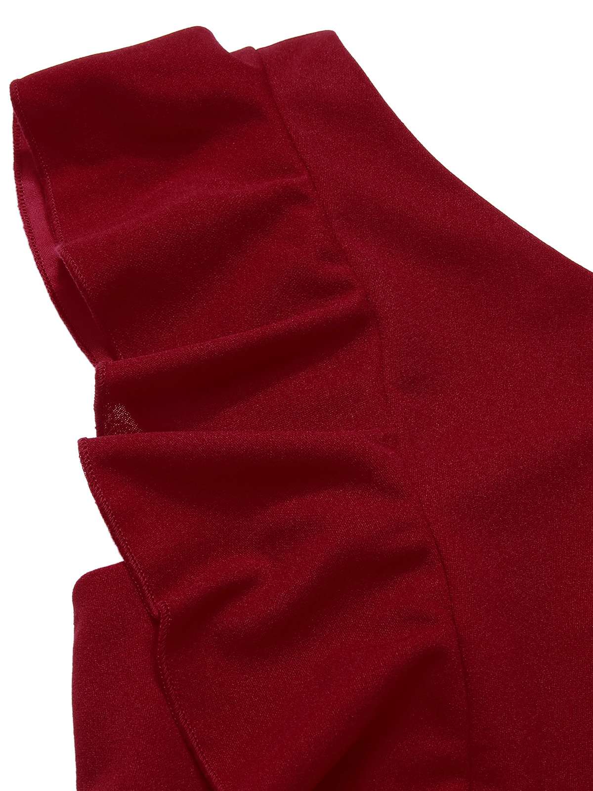 1930s Solid Ruffle One-Shoulder Slit Dress - Image 4