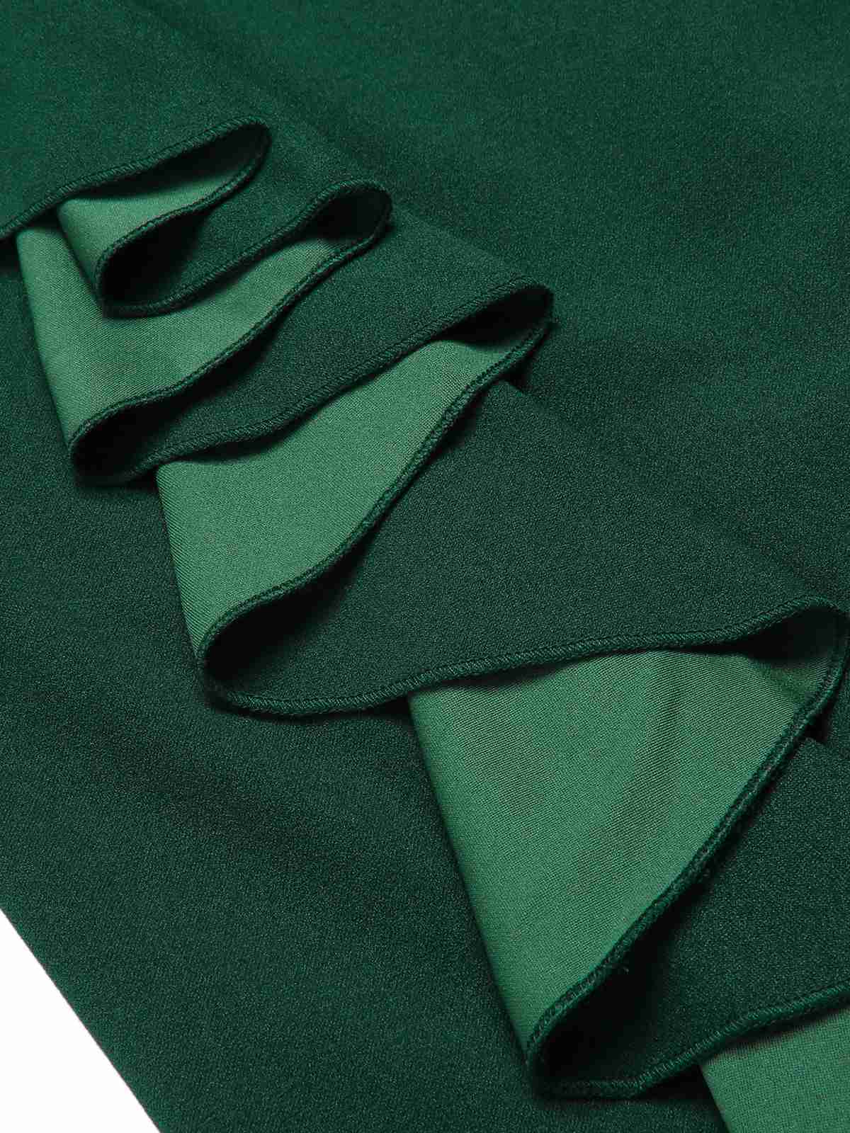 1930s Solid Ruffle One-Shoulder Slit Dress - Image 9