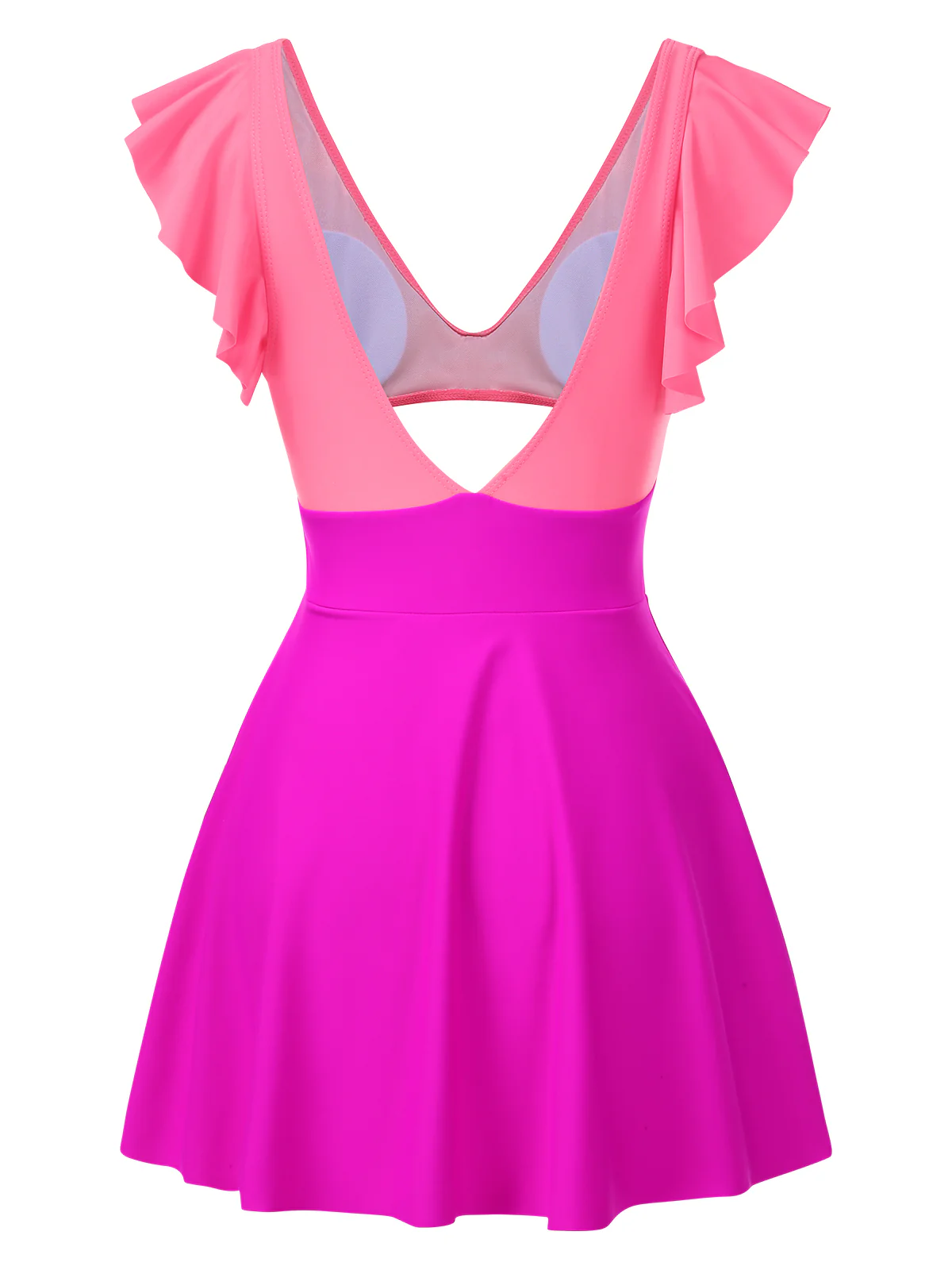 1930s Solid Ruffles Cut-Out Patchwork Swimdress - Image 6