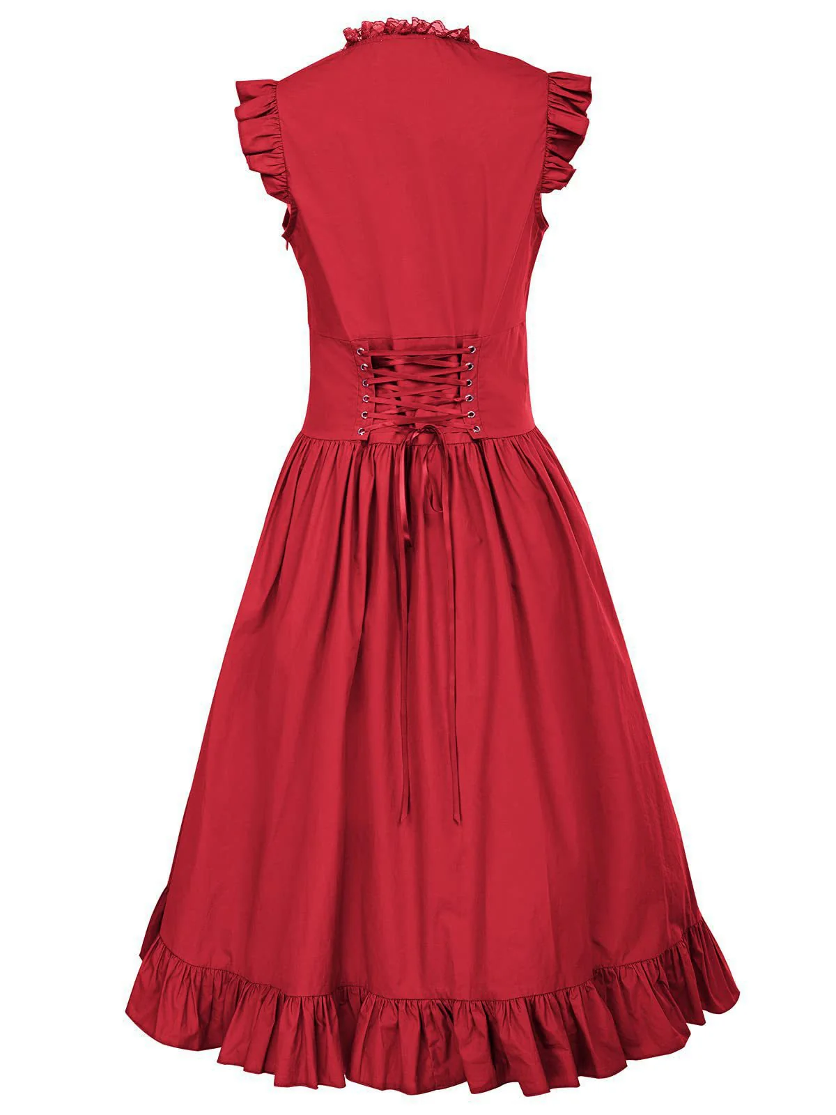 1930s Solid Ruffles Square Neck Steampunk Dress - Image 9