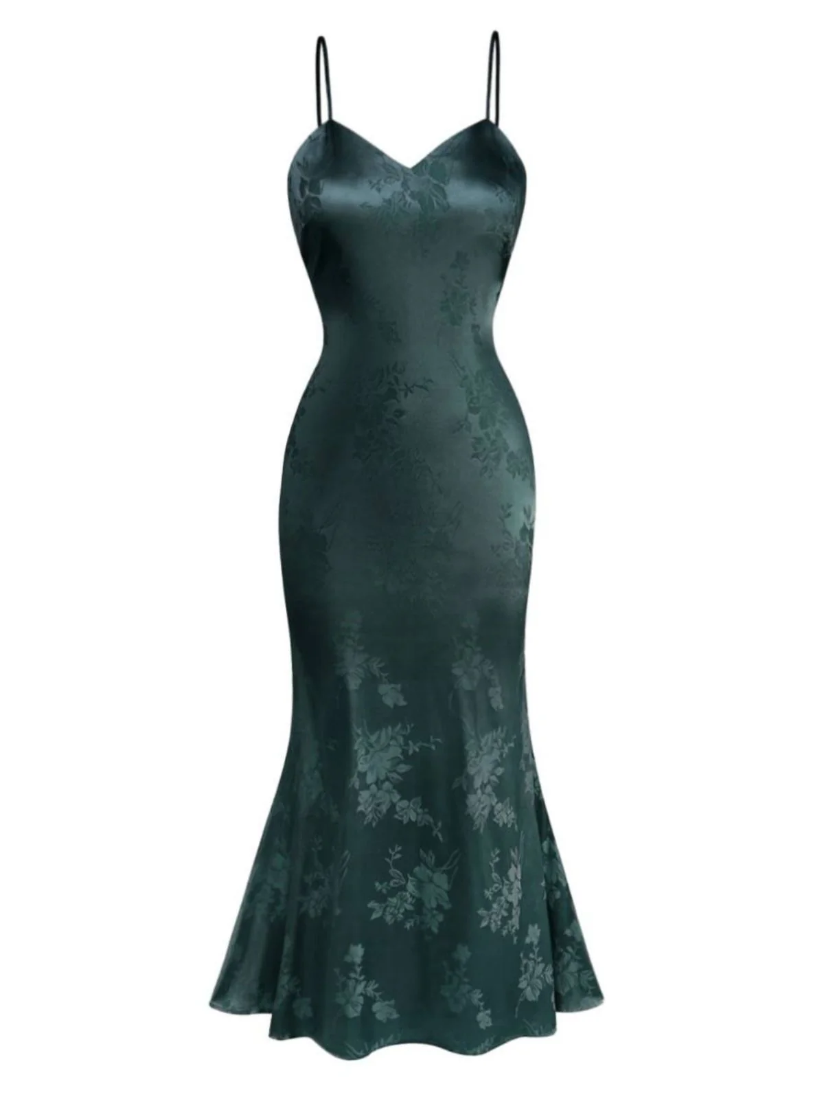 1930s Solid Satin Floral Jacquard Slip Mermaid Dress - Image 7
