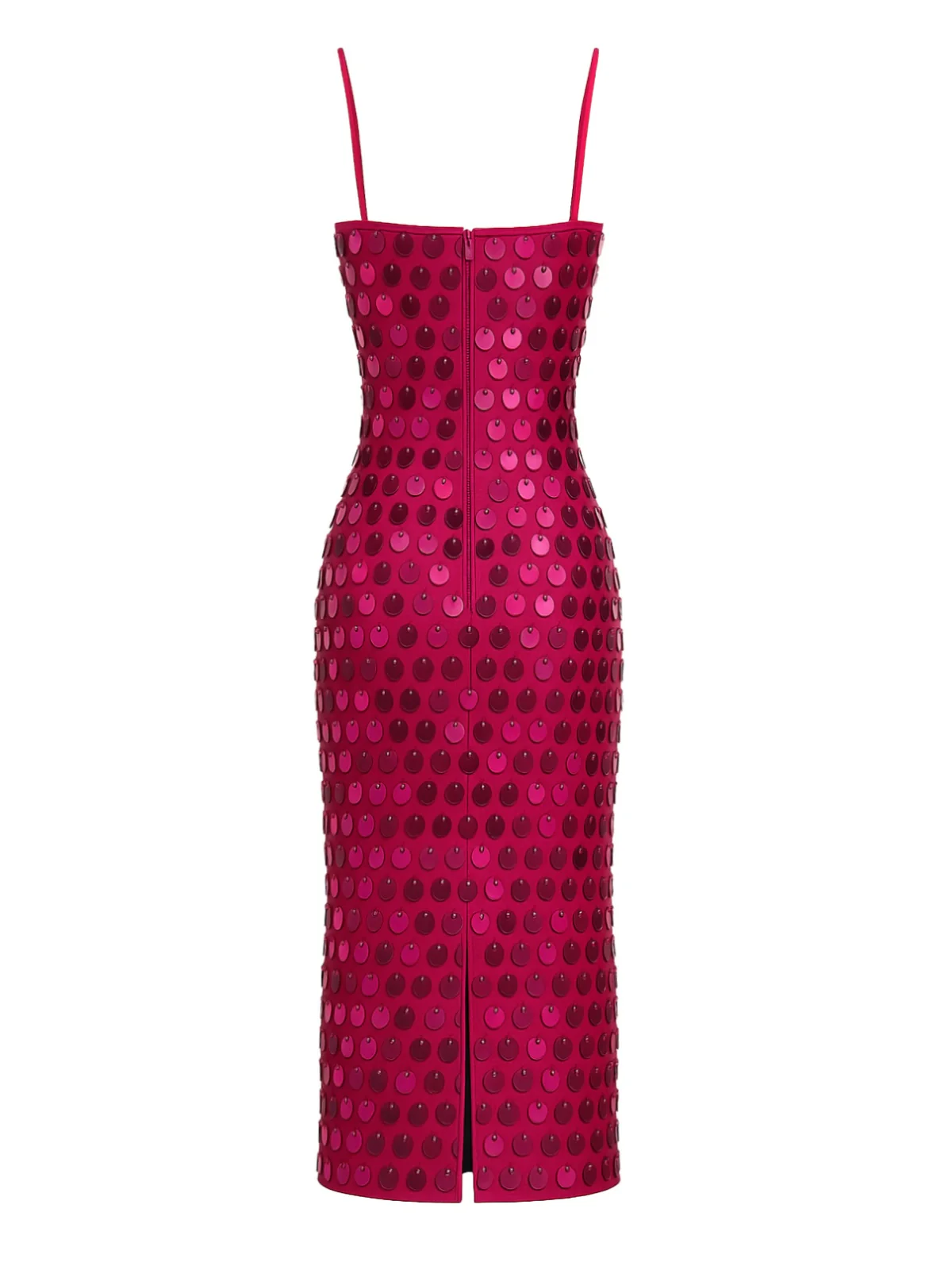 1930s Solid Sequined Back Slit Spaghetti Strap Dress - Image 6